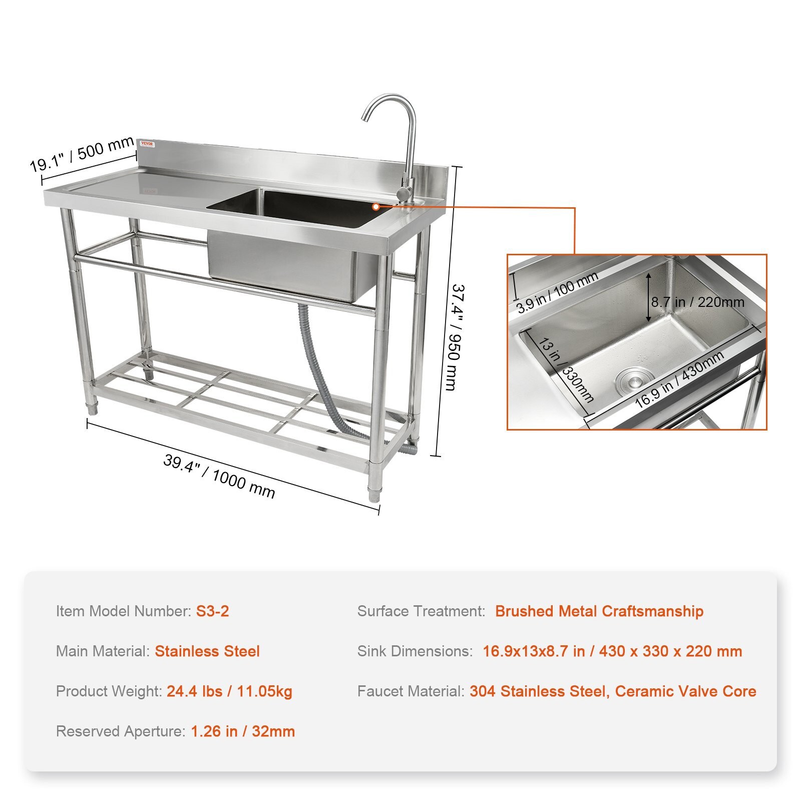 SUGIFT LW108GIVSS2035 Laundry-Tubs-Utility-Sinks - View #3