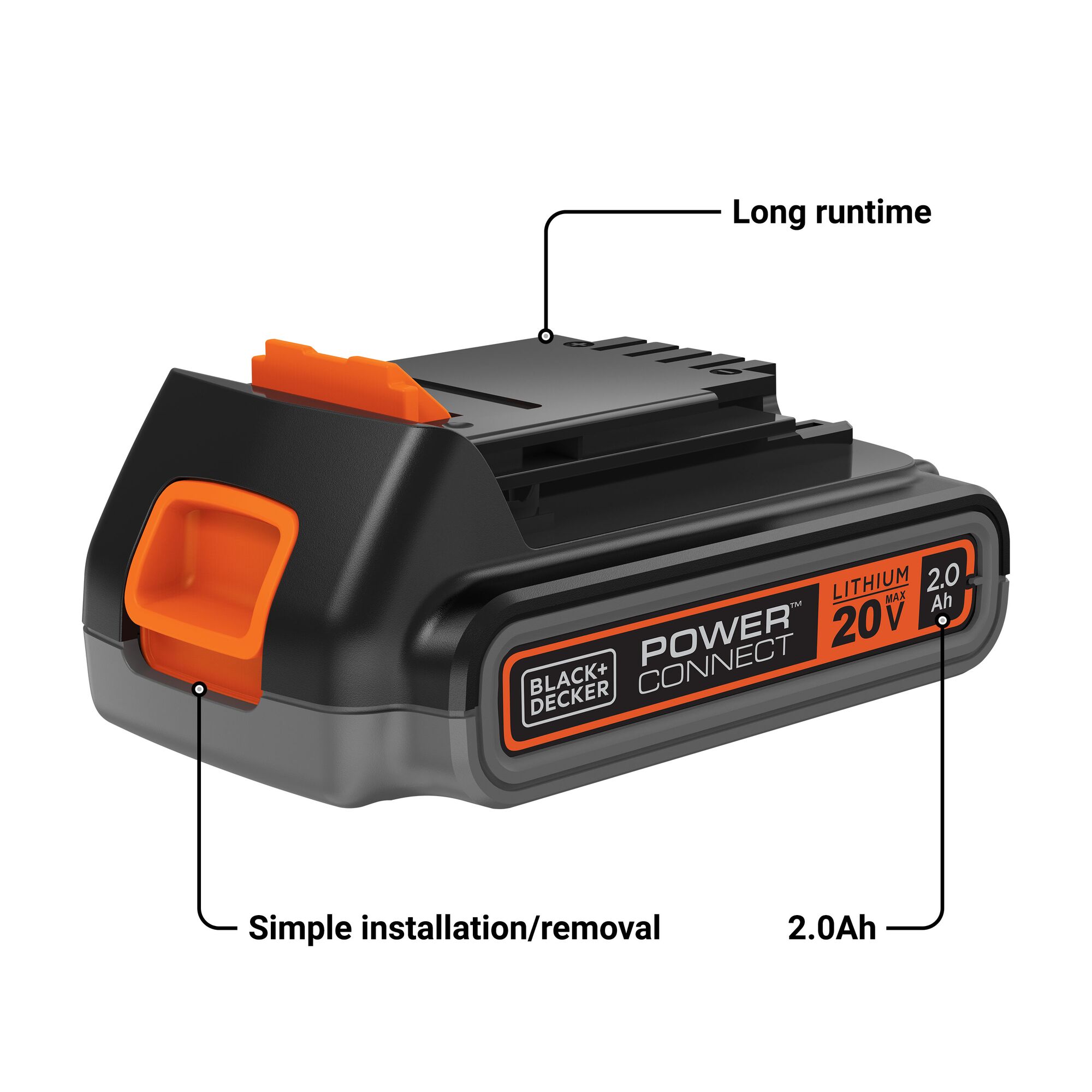 BLACK DECKER 20 V Lithium Battery 2 Ah in the Power Tool