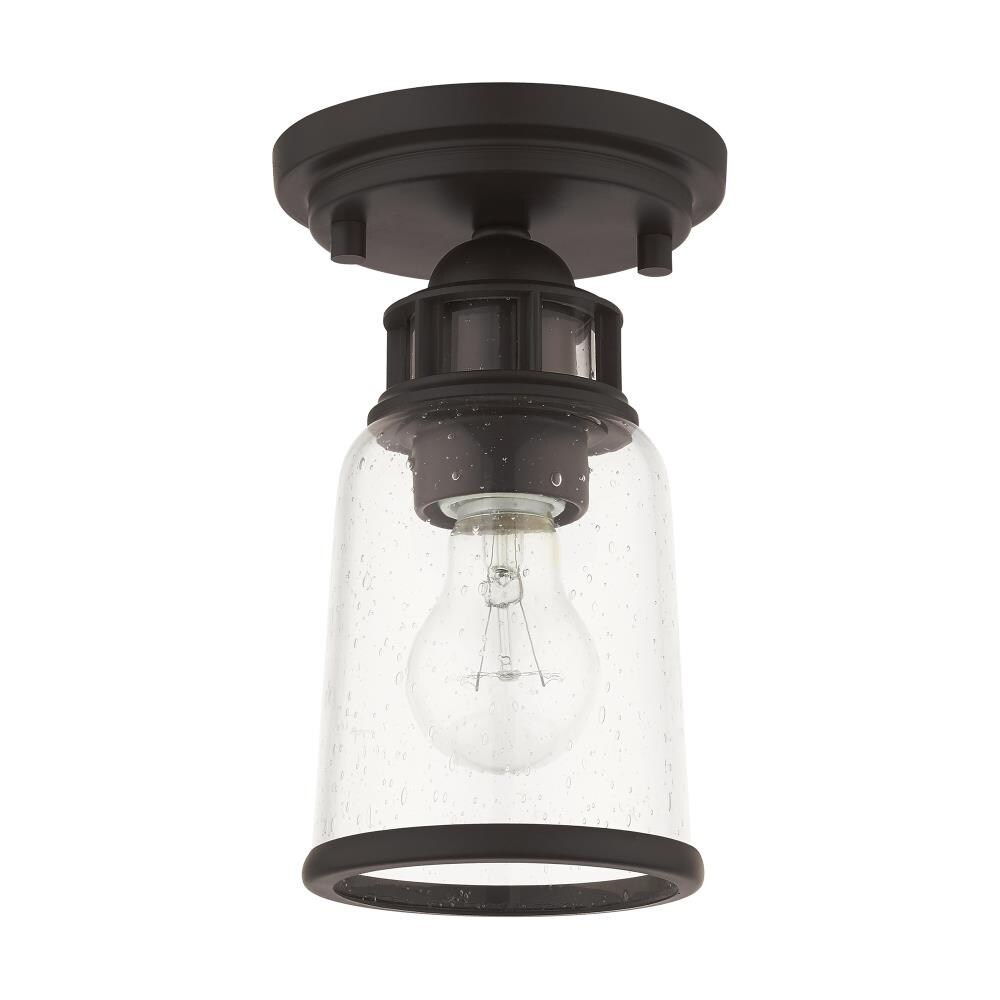 Bronze and Clear Glass Industrial Flush Mount Light
