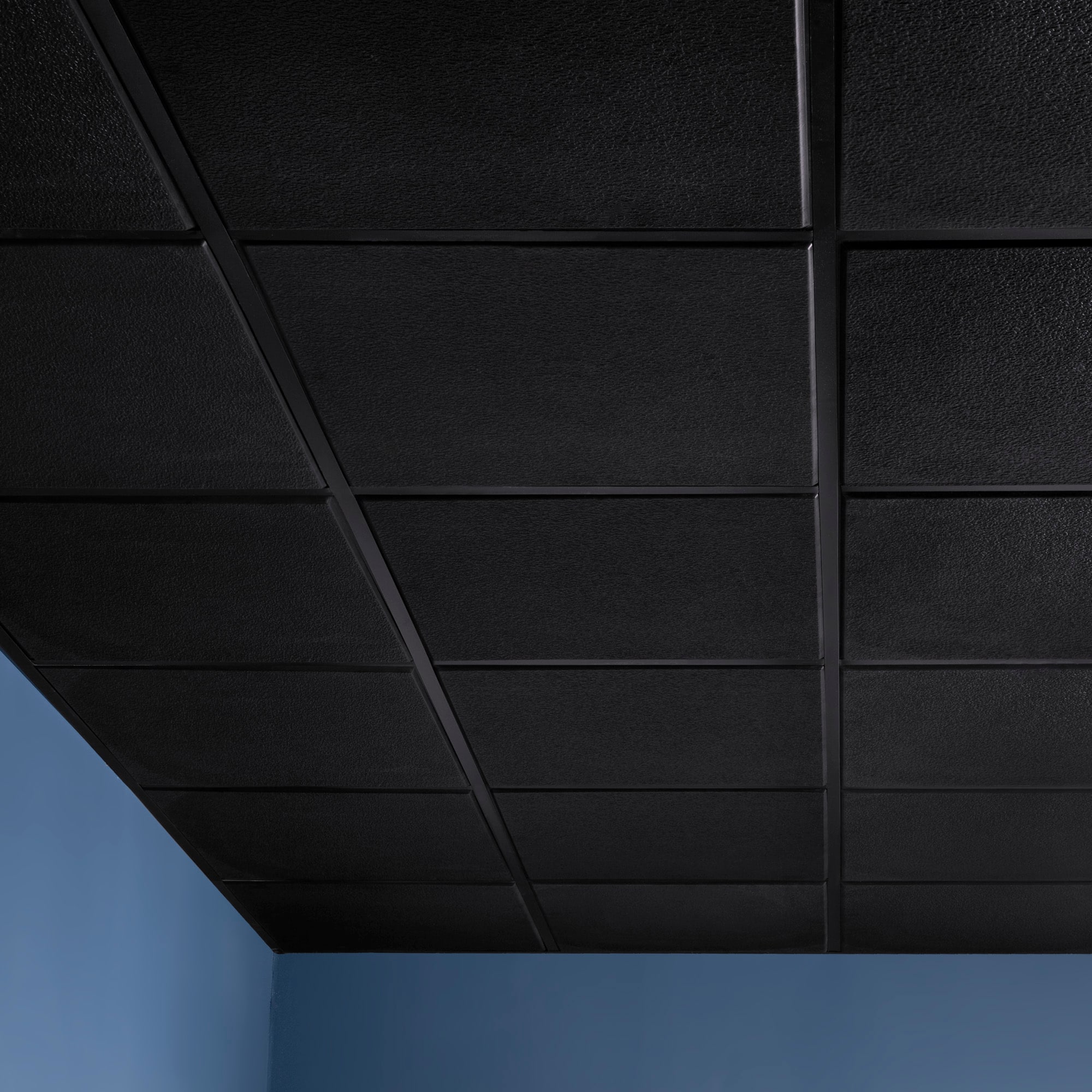 Genesis 2-ft x 2-ft Stucco Pro Revealed Edge Black PVC Drop Ceiling ...