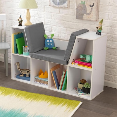 Kidkraft White 6 Compartment Composite, Kidkraft Bookcase With Reading Nook Furniture Gray