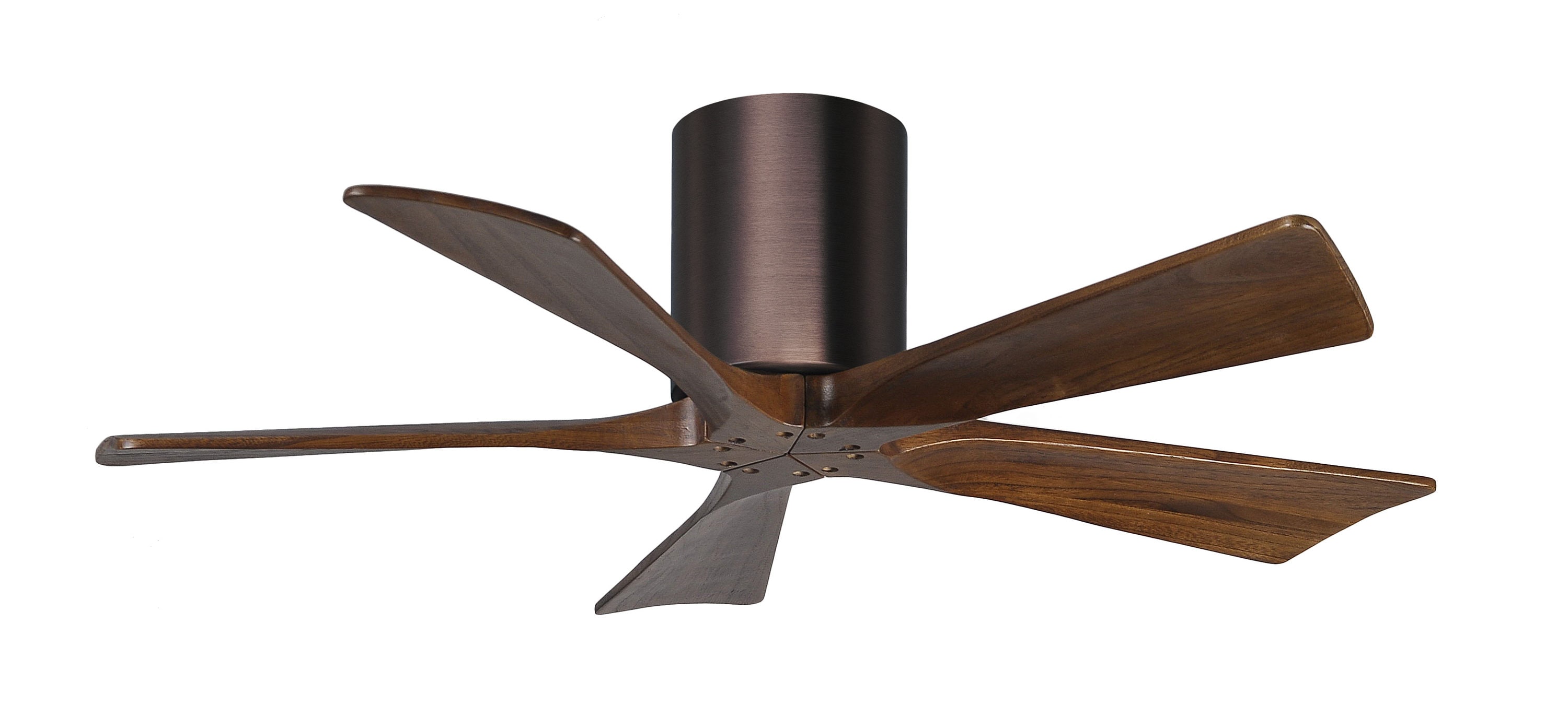 Matthews Fan Company IR5H-BB-WA-42 Irene-5H 42-in Outdoor Flush Mount Brushed Bronze with Walnut Blades Ceiling Fan Without Light - Remote Included ( 5 -Blade )