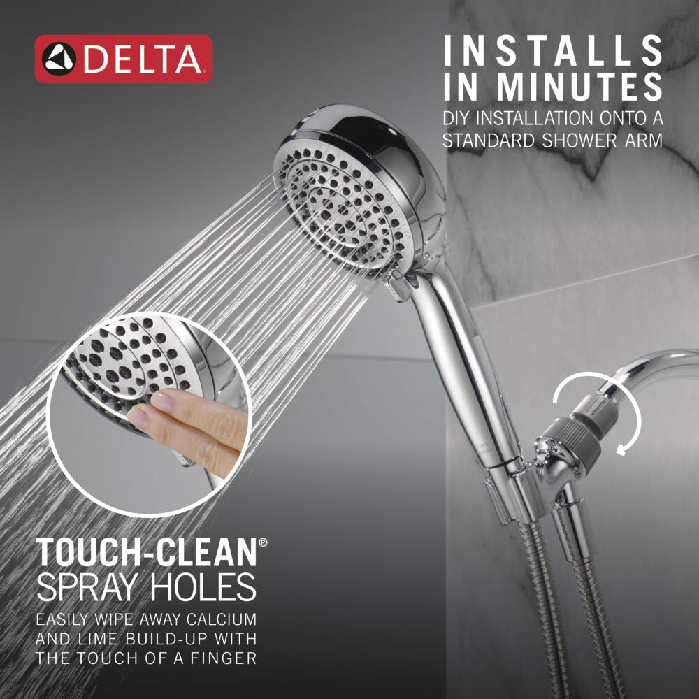 Delta ProClean Chrome 4.5-in Round Handheld Shower Head 1.75 GPM 75720 ...