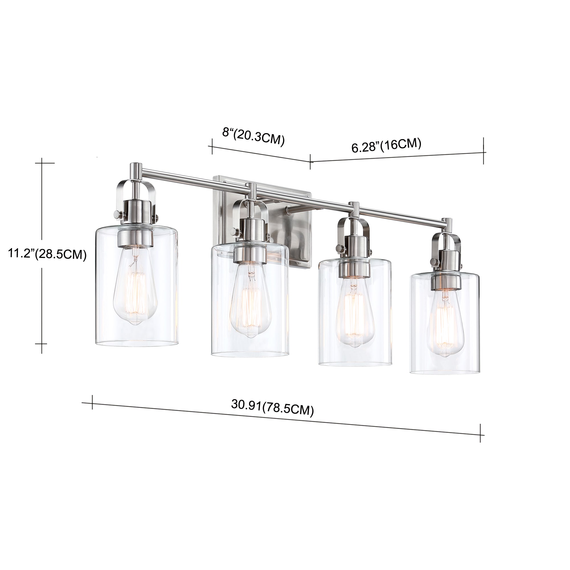 Hukoro 30.91-in 4-Light Brushed Nickel Modern/Contemporary Vanity Light ...