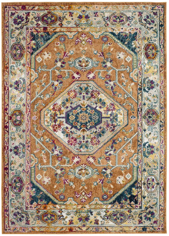 Safavieh SVH684P-5 Savannah 5 x 8 (ft) Loomed Polyester Orange Rectangular Indoor Floral/Botanical Oriental Area rug