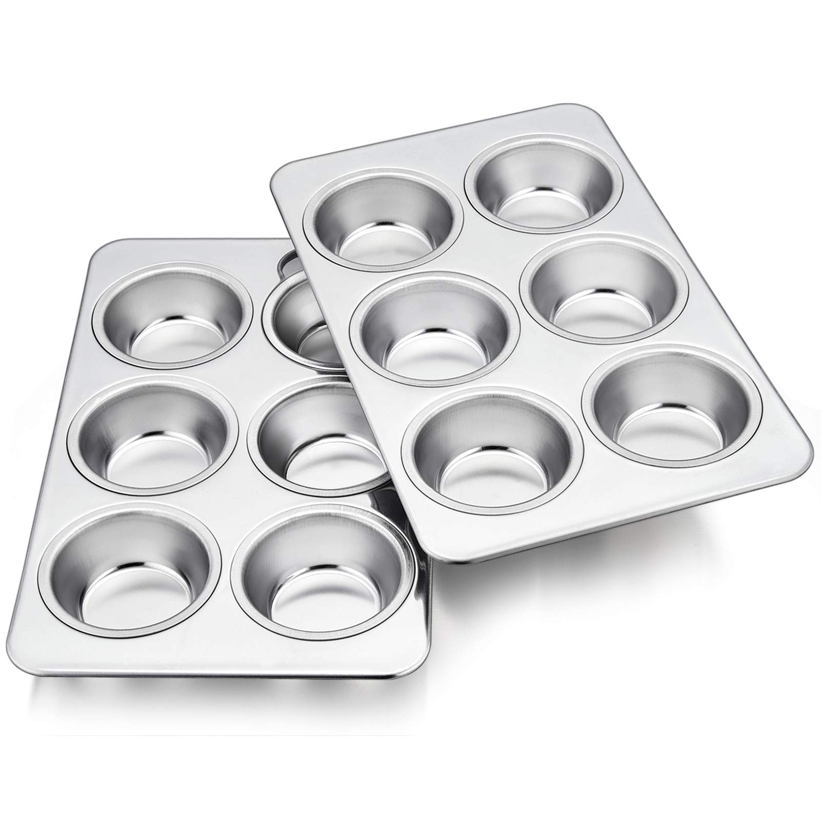 DHMHD  Stainless Steel Muffin Pan 2 Pack 6 Cup Mini Cake Baking Tray Oven and Dishwasher Safe durable home and garden accessory
