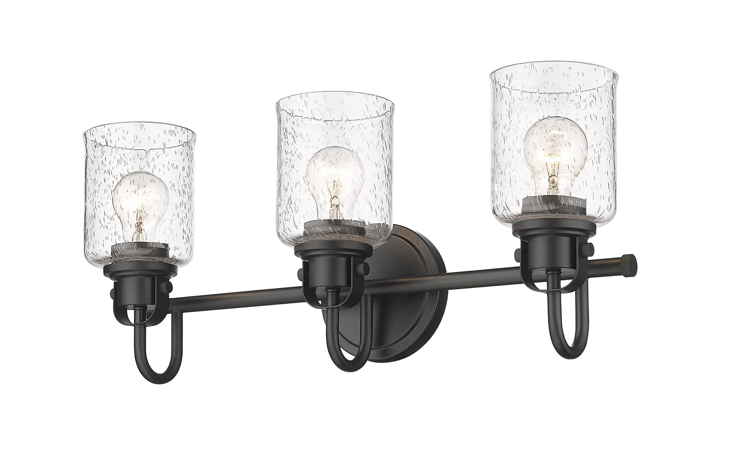 Matte Black Industrial 3-Light Steel Vanity Fixture