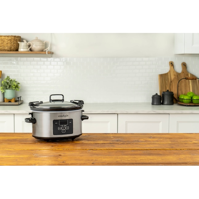 Crock-Pot 4-Quart Stainless Steel Oval Slow Cooker in the Slow Cookers  department at