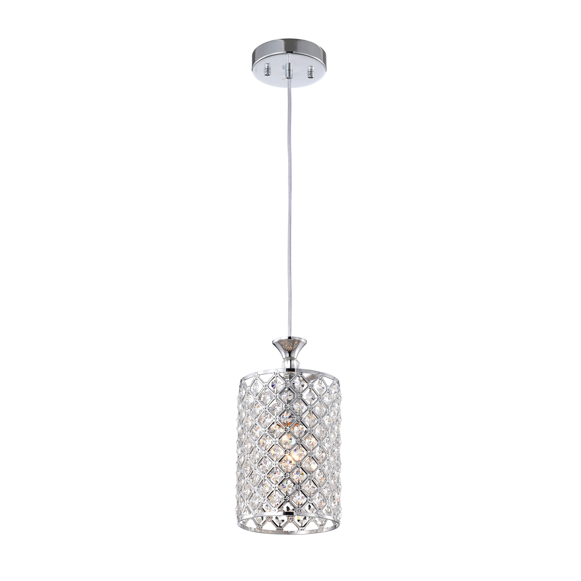 Chrome Crystal Beaded Mini Drum Pendant Light