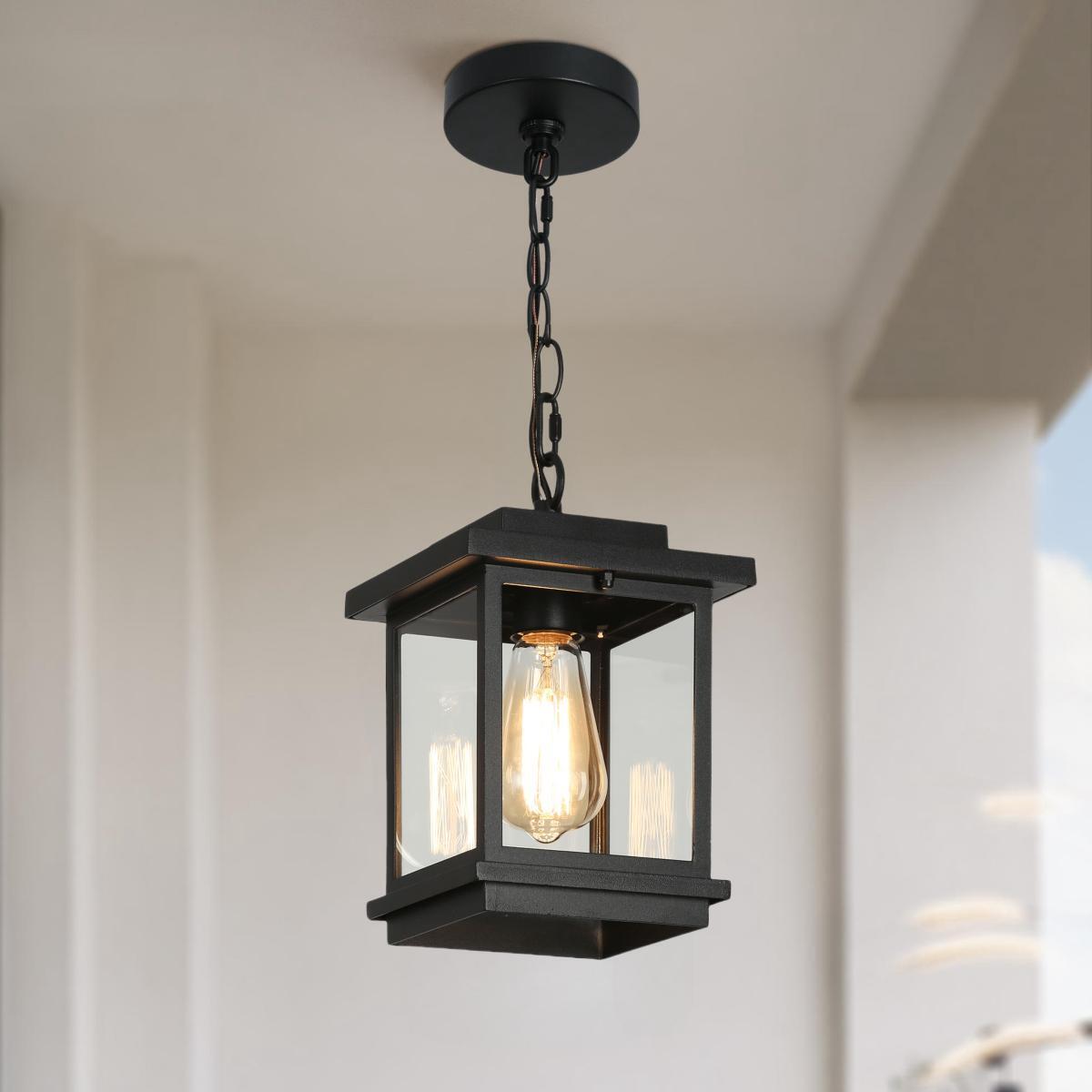 Matte Black Glass Mini Outdoor Pendant Light