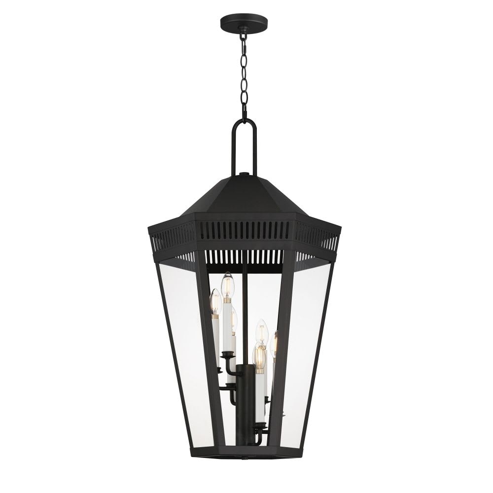 Maxim Lighting Oxford 6 - Light Black Transitional Incandescent Aluminum And Glass And Steel Pendant Light