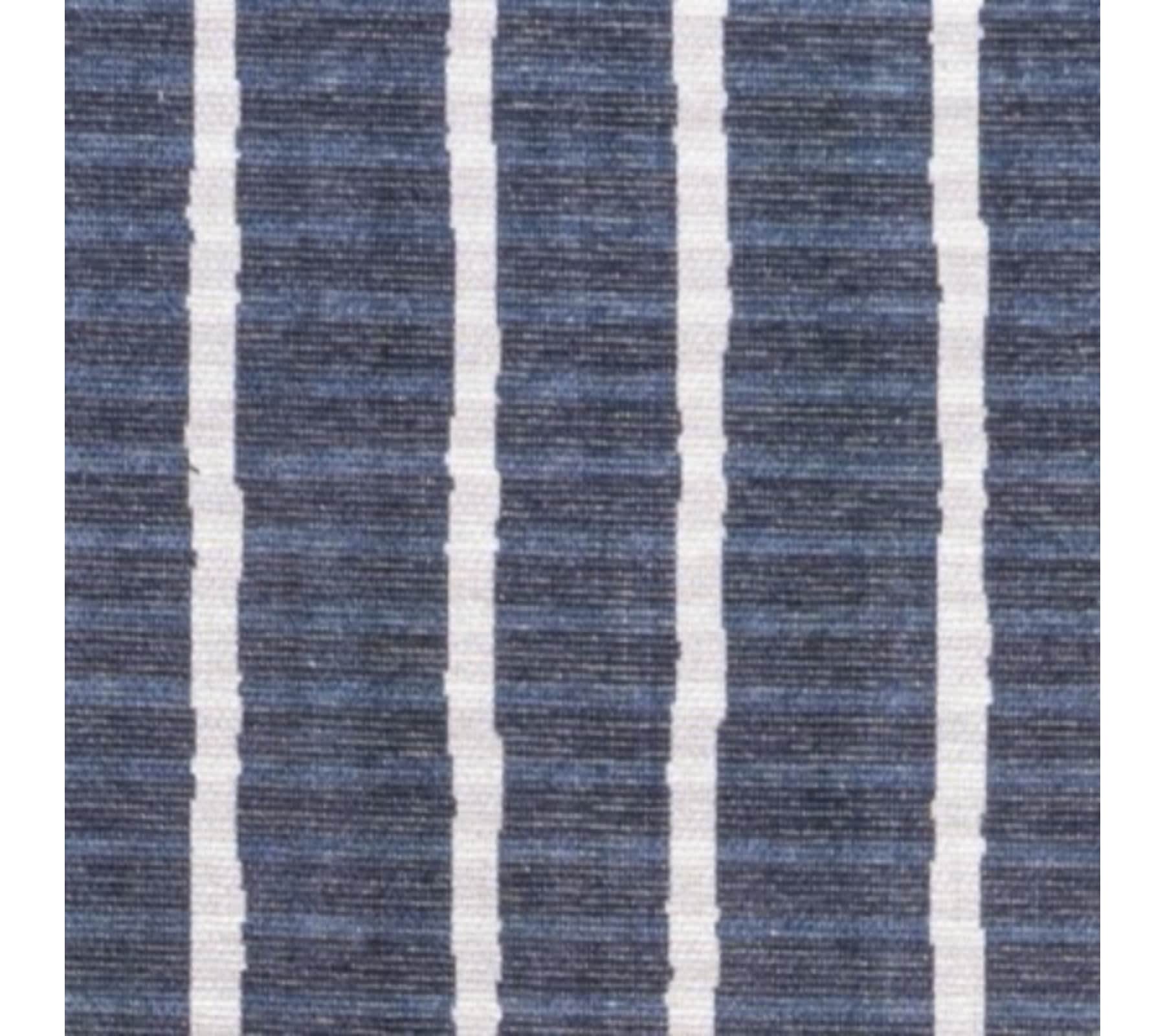 Gray and Navy Striped Machine-Washable Runner Rug