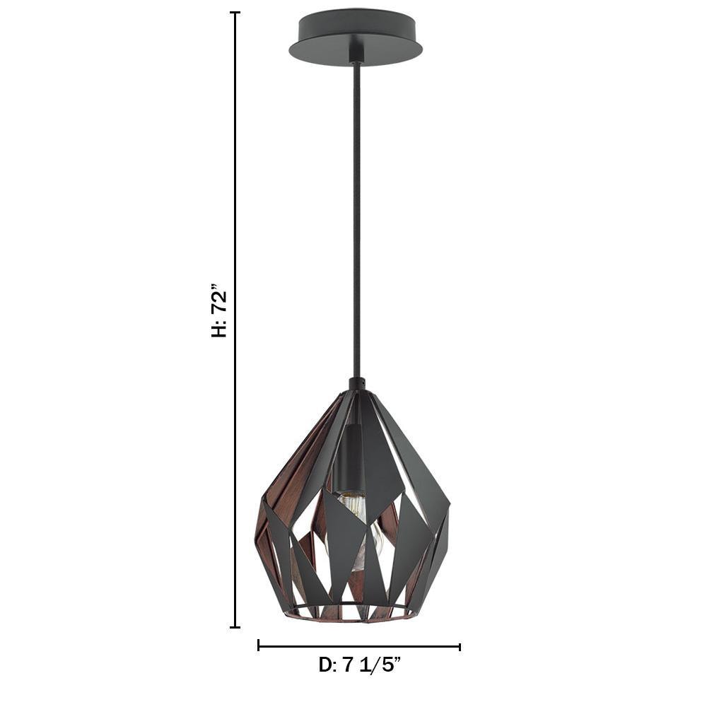 Carlton 3 Matte Black & Copper Geometric Pendant Light