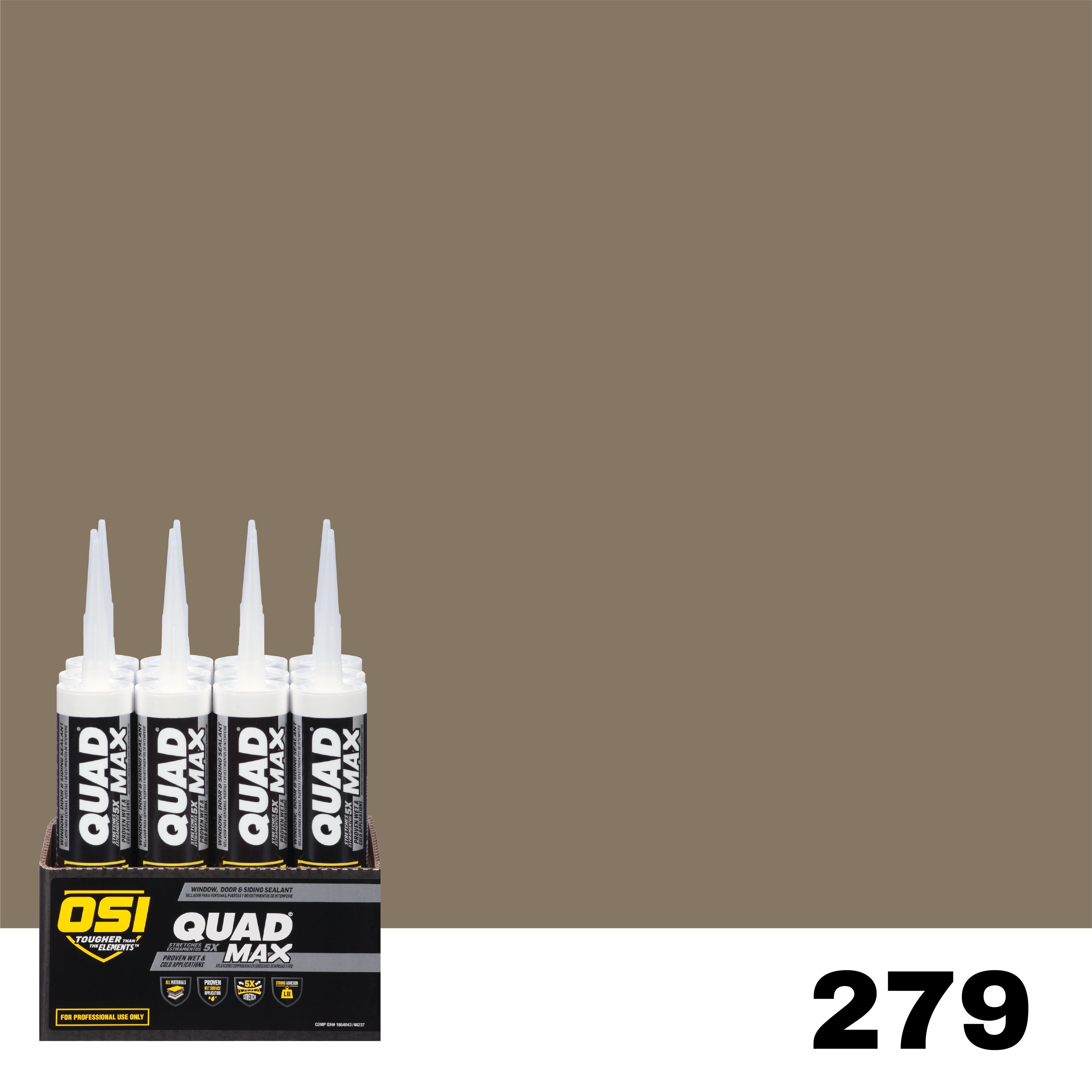 OSI 1868793 Quad Max 12 -Pack 9.5-oz Window door Brown 279 Paintable Advanced Sealant Caulk