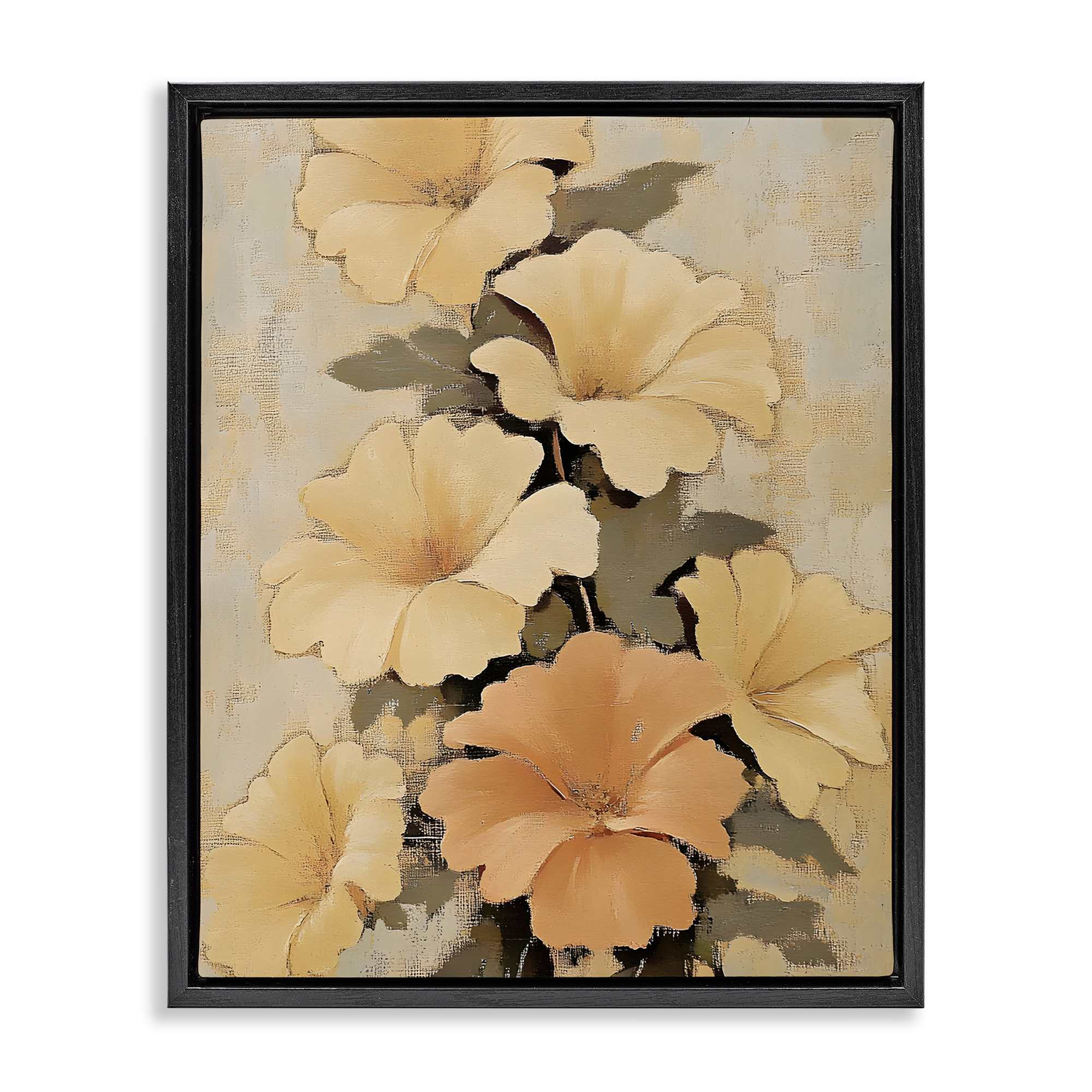 Stupell Industries BT-769-FFB-24X30 Muted Vintage Daffodils Black Framed Floater Canvas Wall Art By Franklyn Gregory 25 x 31