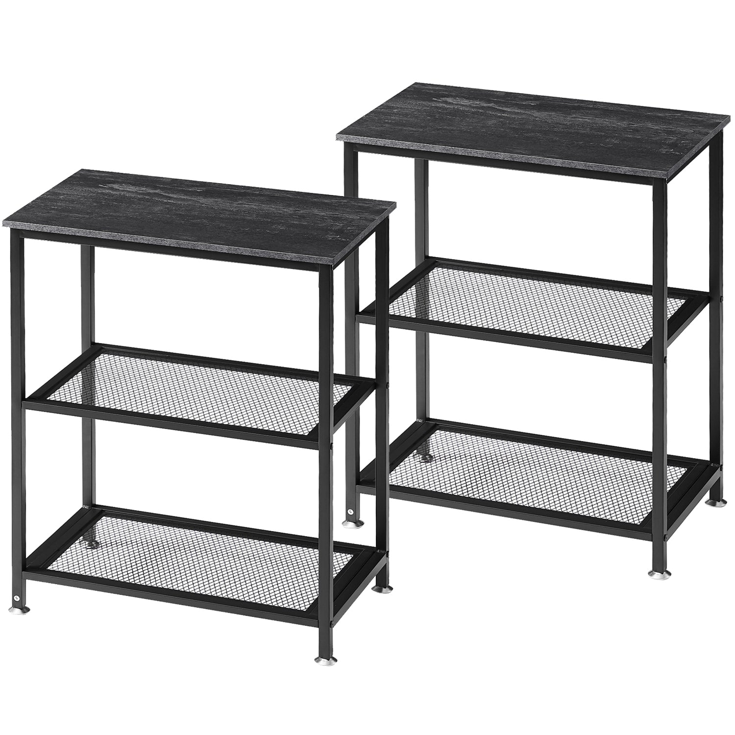 Vecelo LOE-XF-NT06-CGY-A2 Set of 2 30 inches Nightstand with 3 Tier Storage Shelf End Side Tables for Bedroom Living Room Charcoal Gray