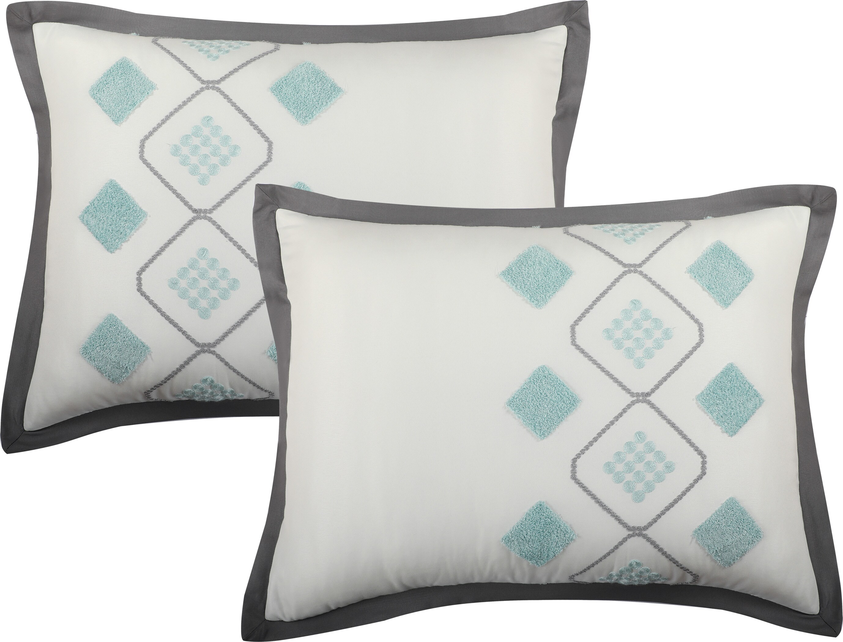 California King Blue Microfiber Geometric Comforter Set