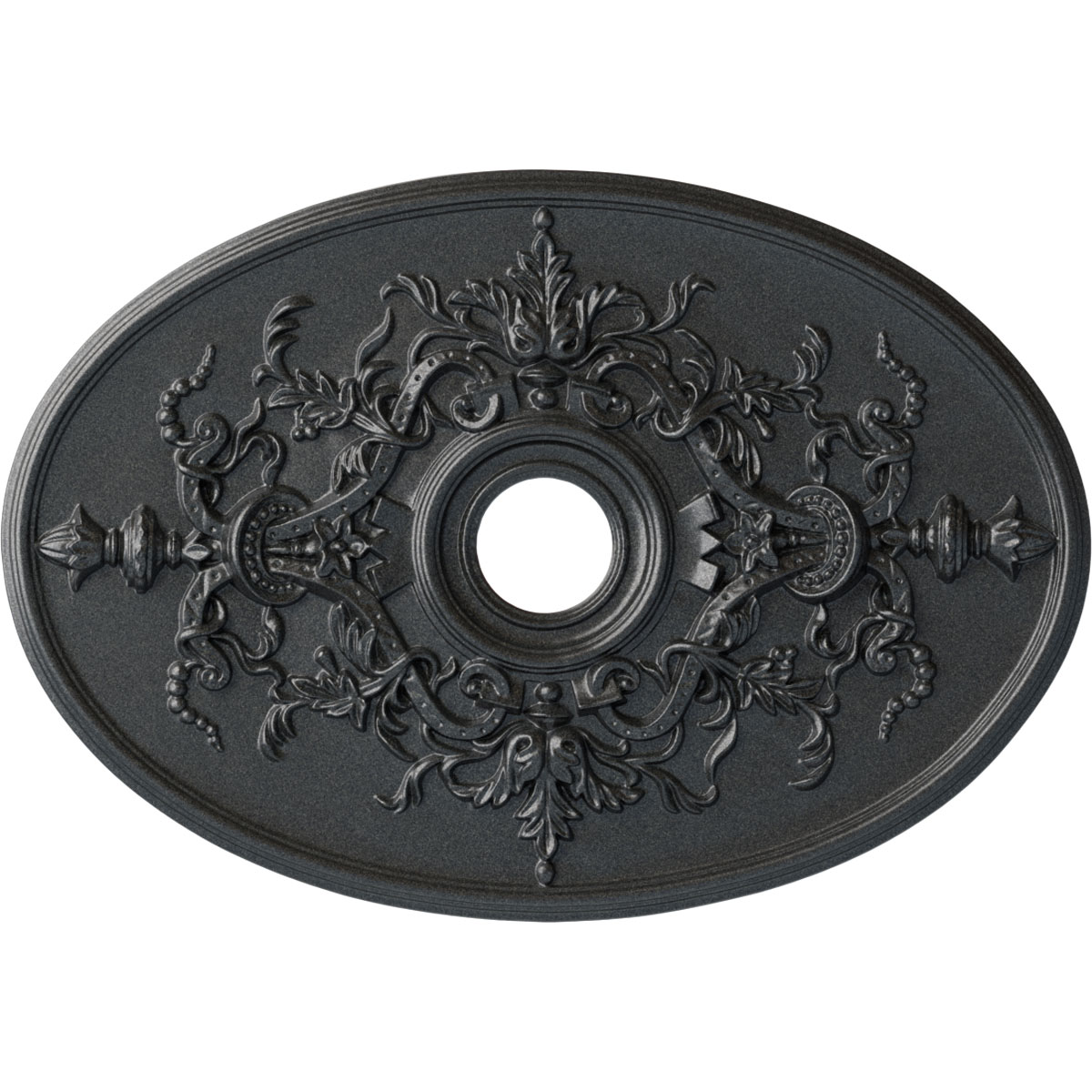 Ekena Millwork CM21X30ALPES Alexa 21.25-in W x 30.75-in L Painted Pewter Polyurethane Whole Ceiling Medallion