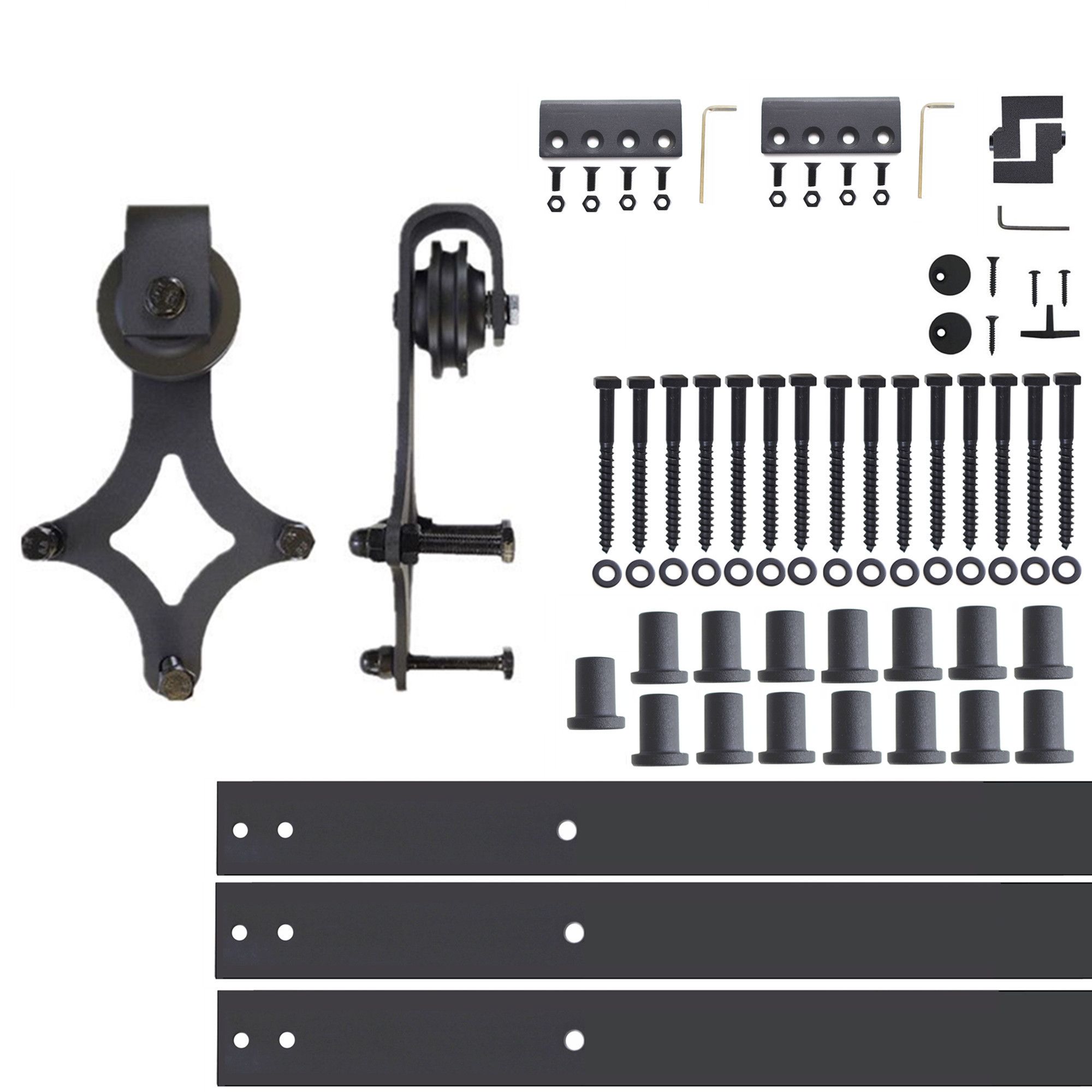 HOMACER 168-in Brushed Nickel Indoor I-strap Single Barn Door Hardware Kit ZT1DNZ168C Sansujyuku sansujyuku.com