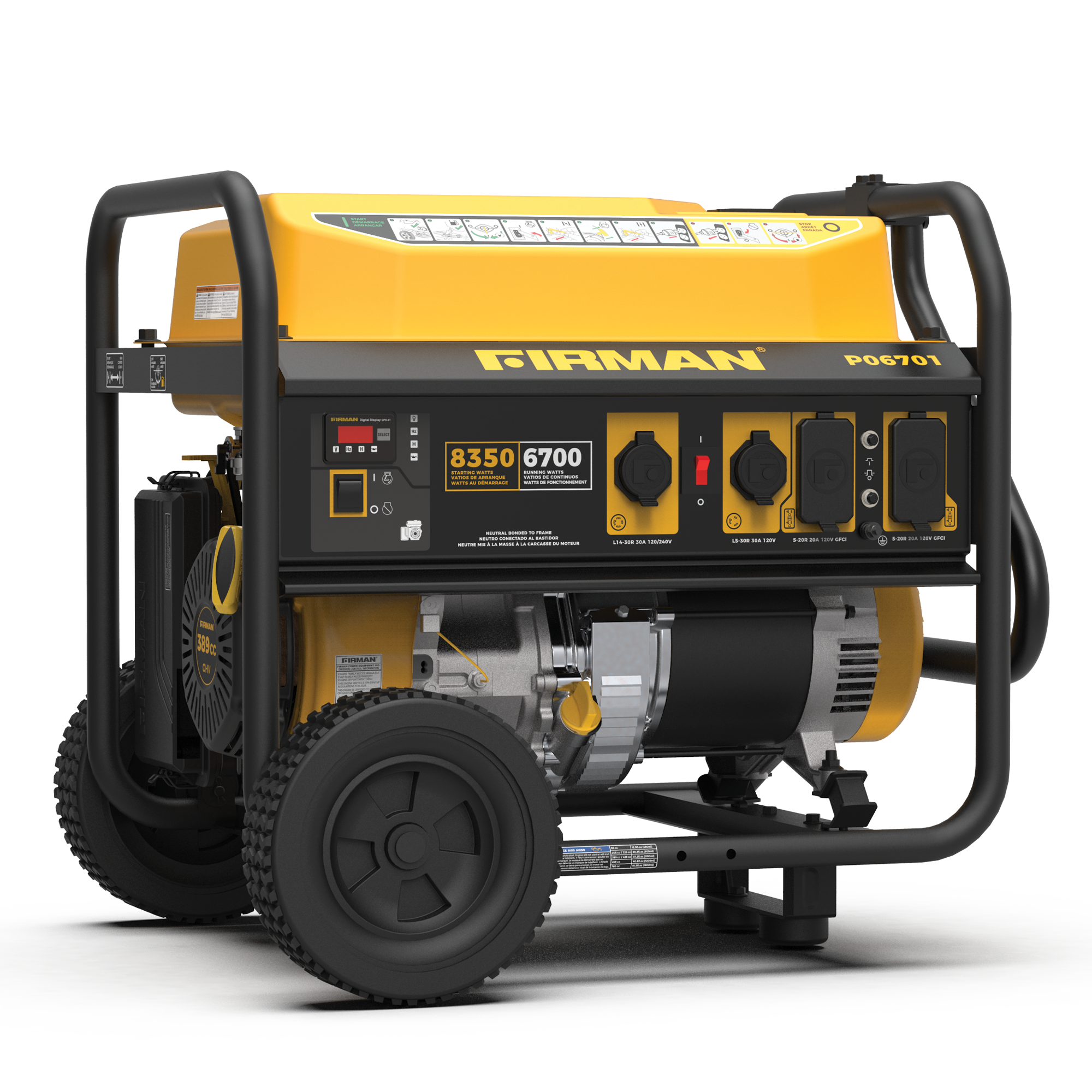Firman P06701 P06701 Recoil Start 120/240V with Cover 8350 / 6700 -Watt Single fuel Portable Generator