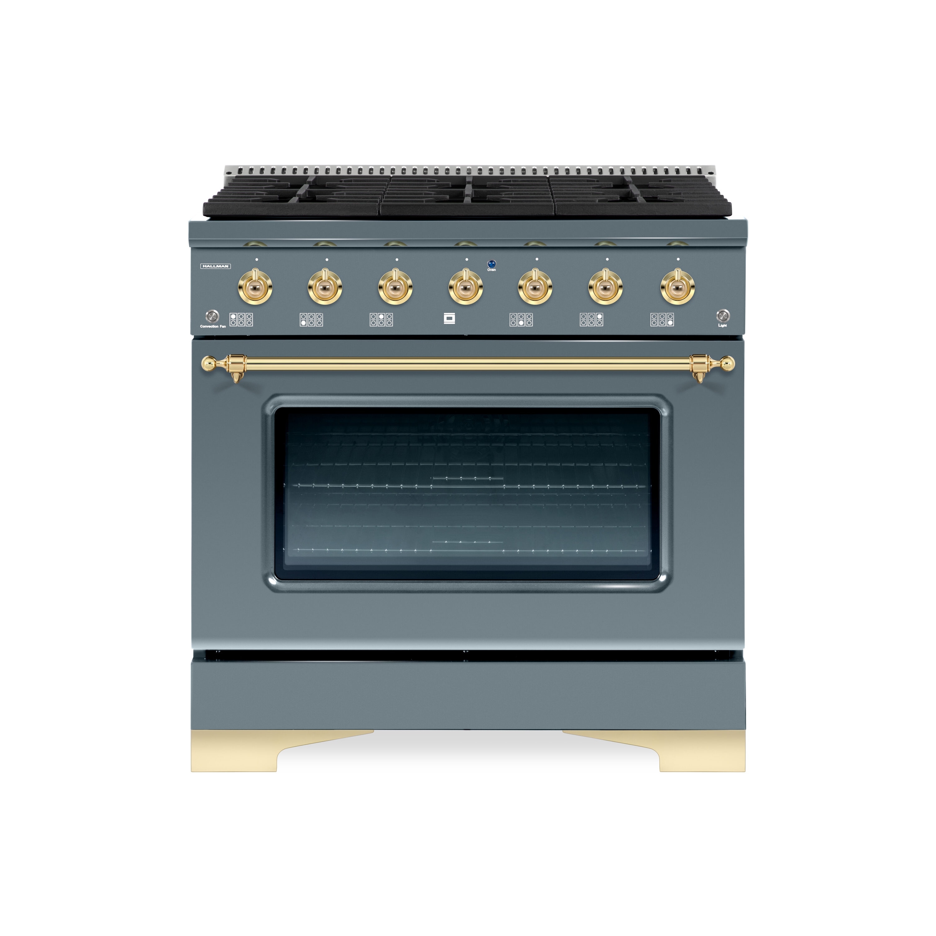 Hallman HCLRG36BSGR Classico 36-in 6 burners 5.2-cu ft Convection Oven Freestanding Natural Gas Range ( Blue/Grey )