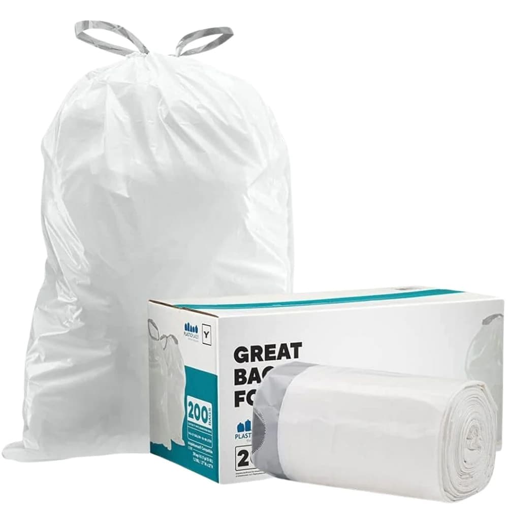 Plasticplace 30.4-Gallons White Plastic Kitchen Drawstring Trash Bag  (100-Count) in the Trash Bags department at