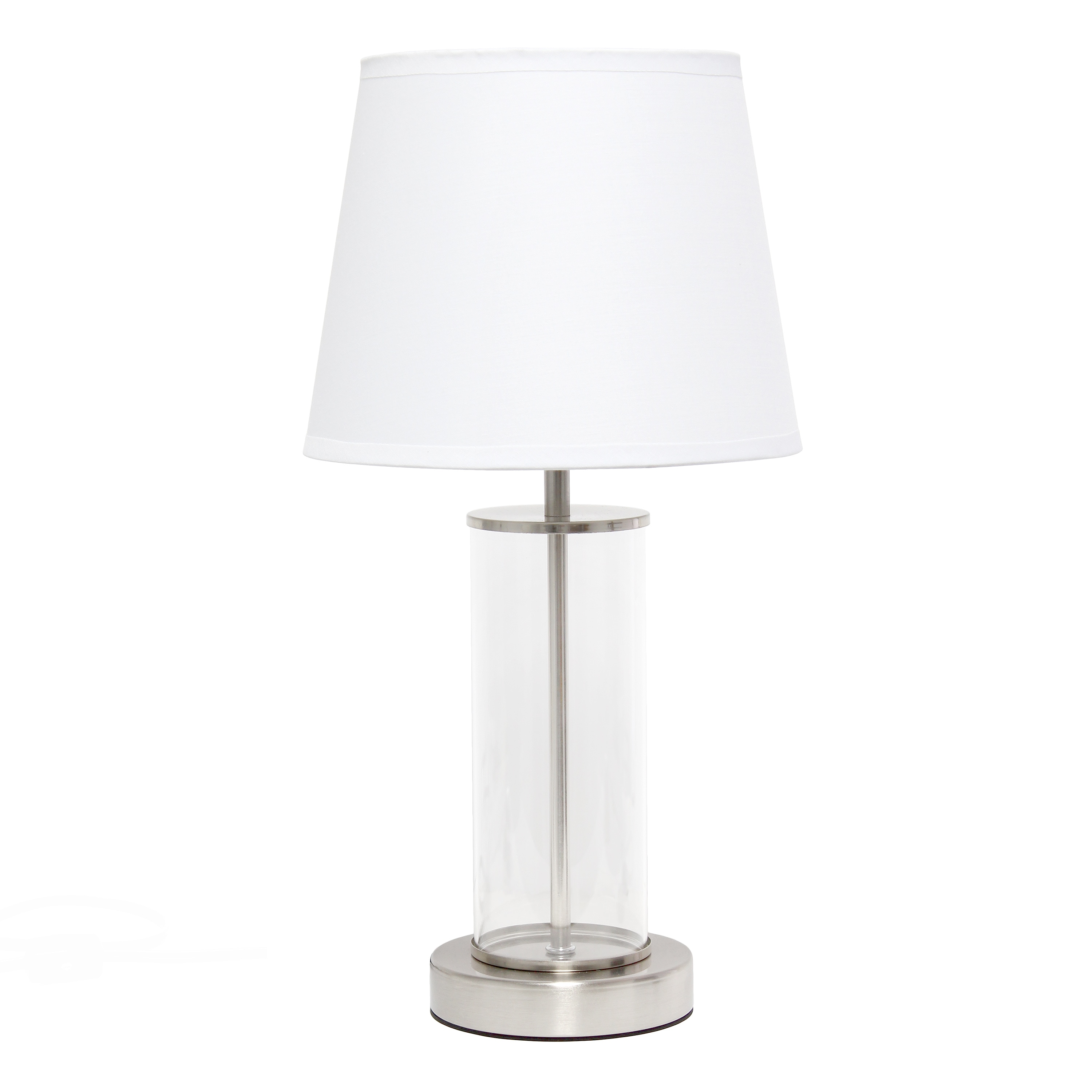 Simple Designs LT2081-BSW 16.93-in Brushed Nickel Table Lamp with Fabric Shade