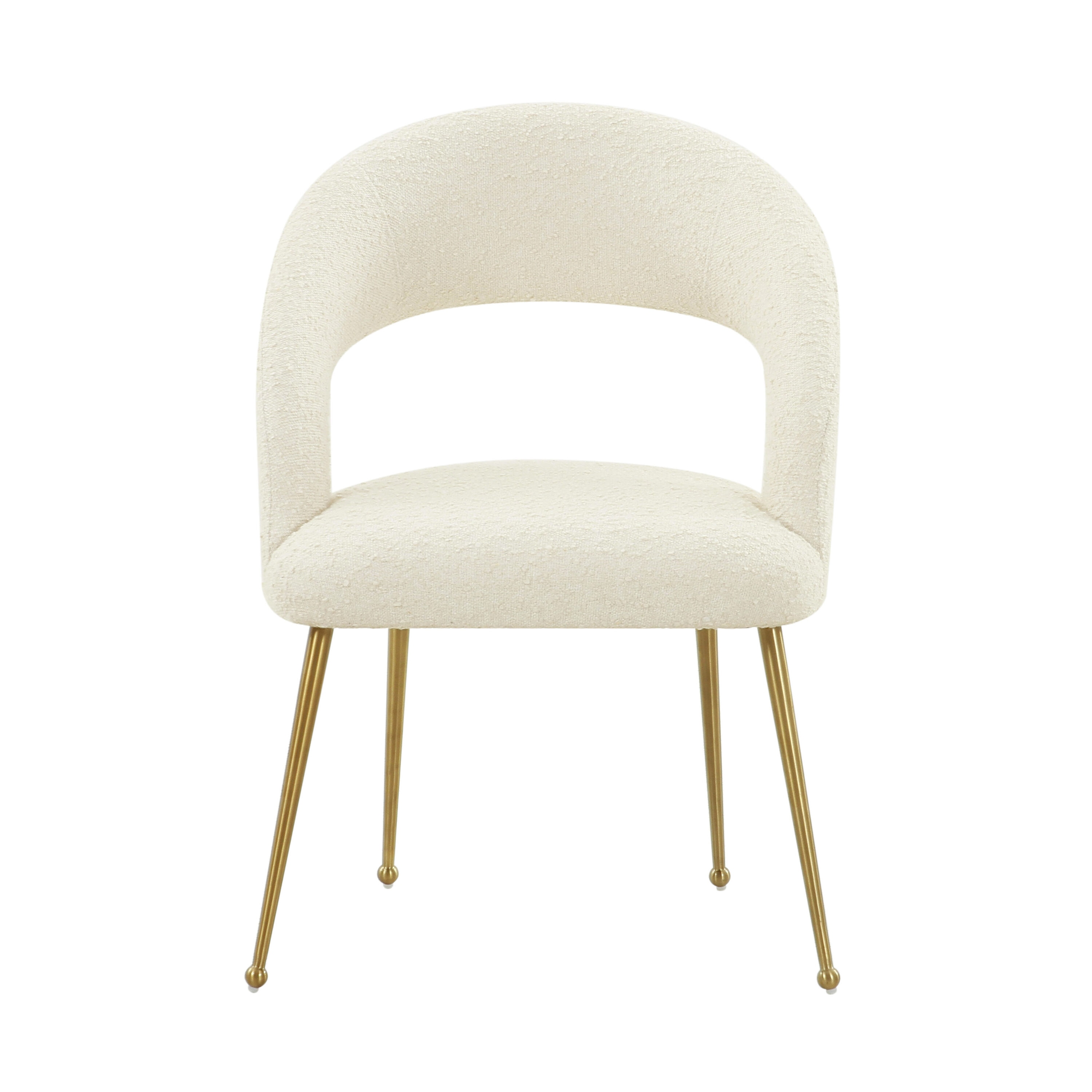 Cream Velvet Upholstered Arm Chair with Metal Legs