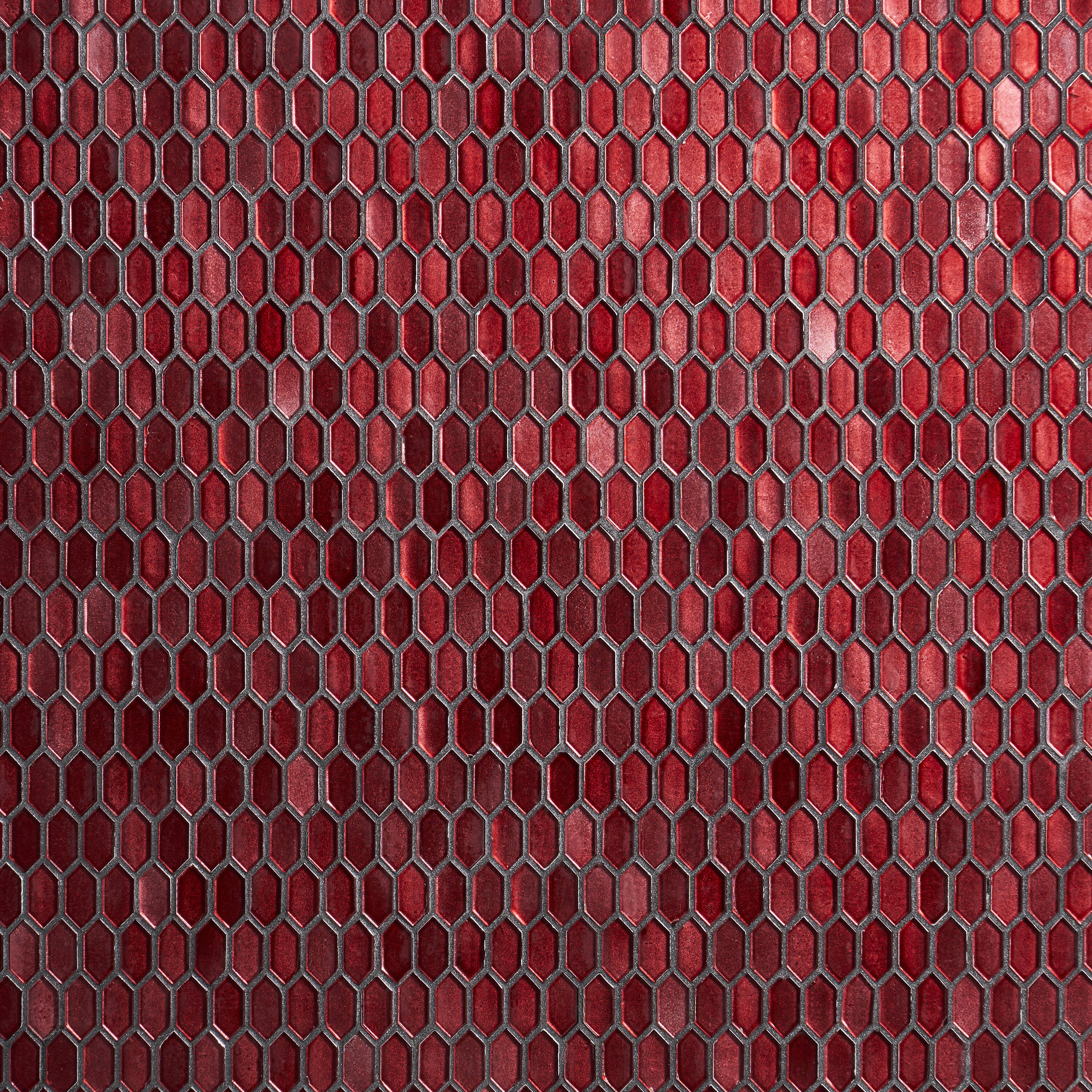 Artmore Tile EXT3RD108425 Flicker Red 11-in x 11-in Polished Glass Hexagon Wall Tile (0.94-sq. ft/ Piece)