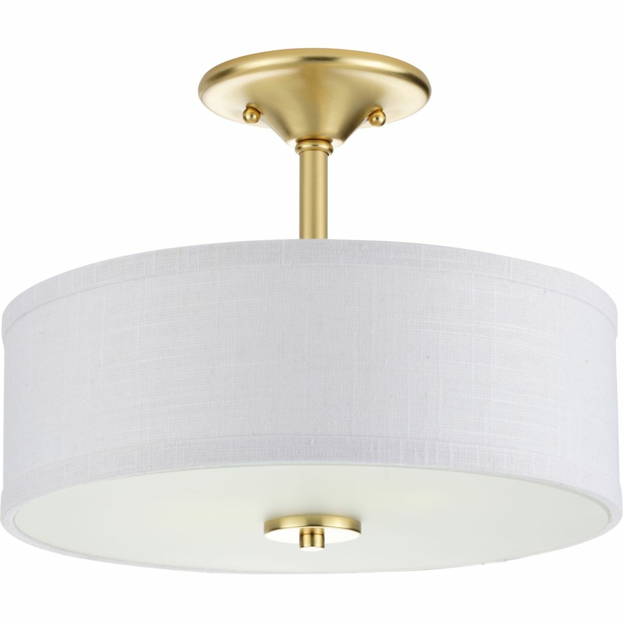 Elegant 18" Satin Brass Semi-Flush Mount with Summer Linen Shade