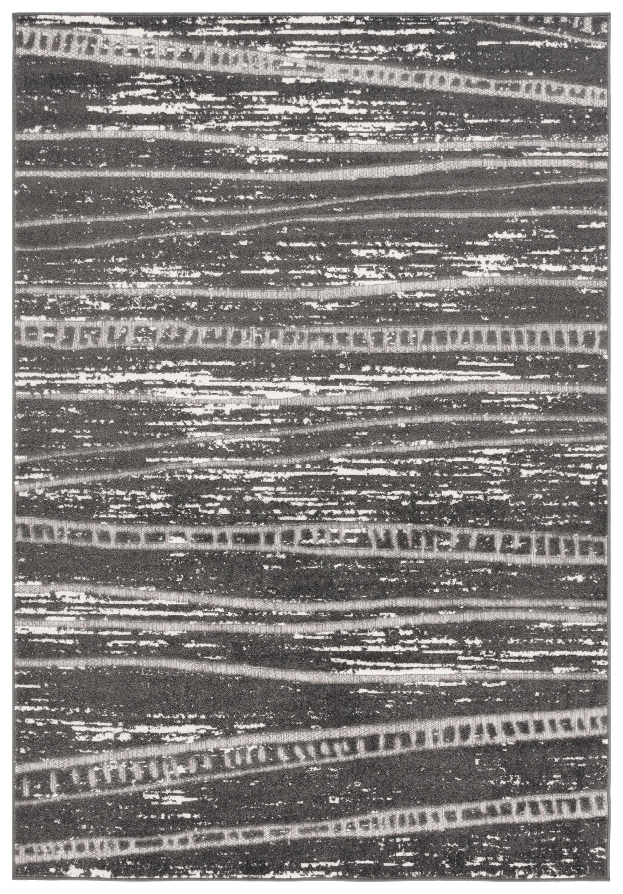 Safavieh COT966F-9 9 x 12 (ft) Loomed Polypropylene Gray Rectangular Indoor/Outdoor Stripe Mid-Century Modern Area rug