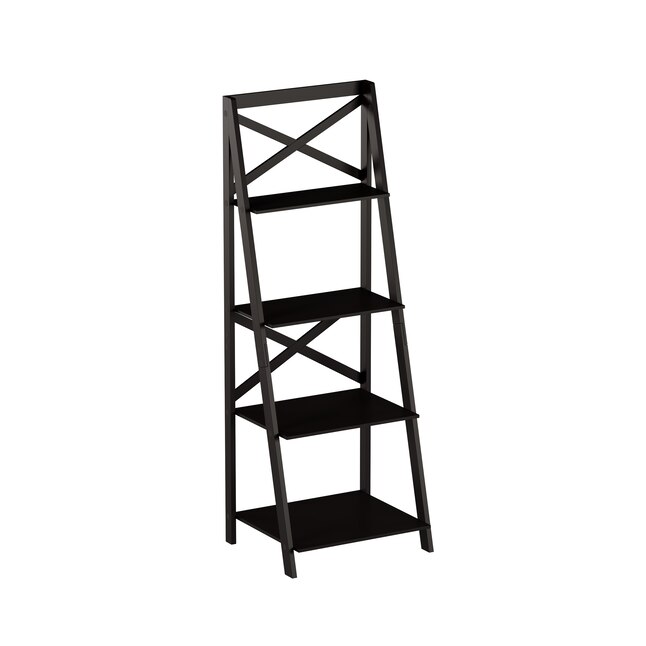 Hastings Home Book Cases Black Wood 4-Shelf Ladder Bookcase (13-in W x ...