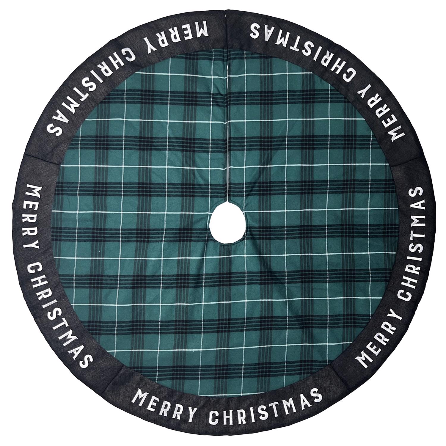 Celebrations  Home Black/Green/White Merry Christmas Tree Skirt 27 in.