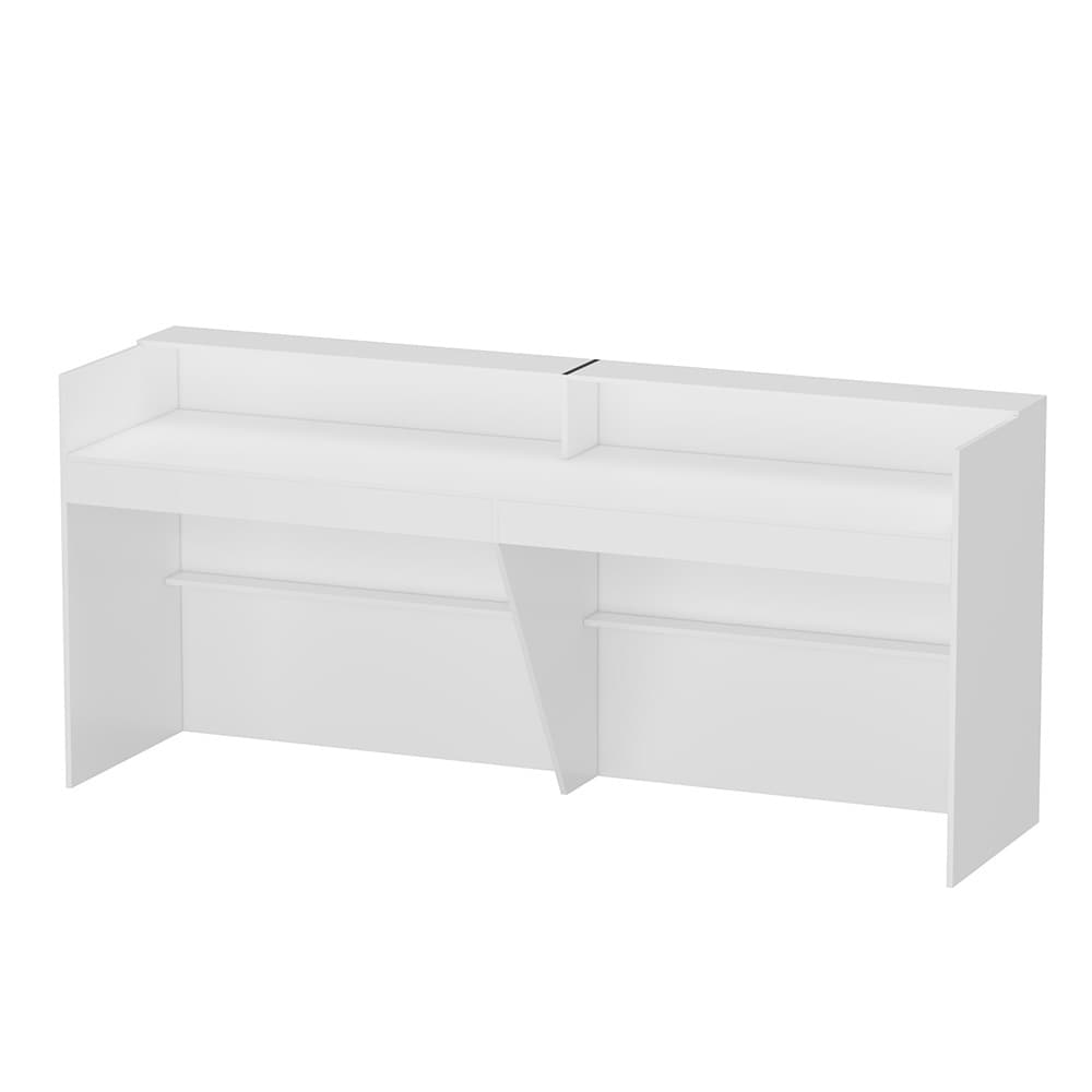 Homsee V-KF020473-01 Modern Commercial Office Front Desk Rectangular Wooden Reception Desk with Hutch and Spacious Shelves and Smooth Surface