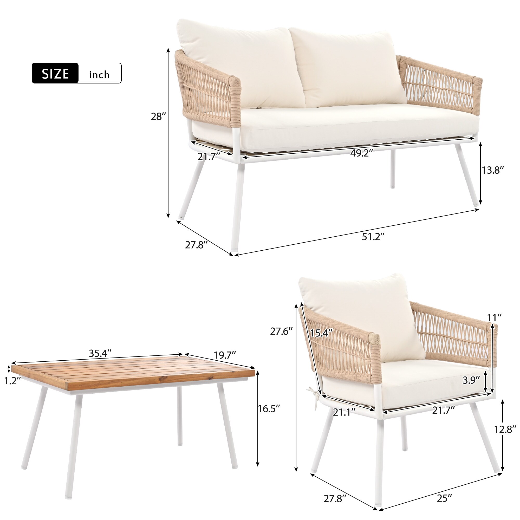 Forclover ALKK-04AWH Patio-Conversation-Sets - View #3