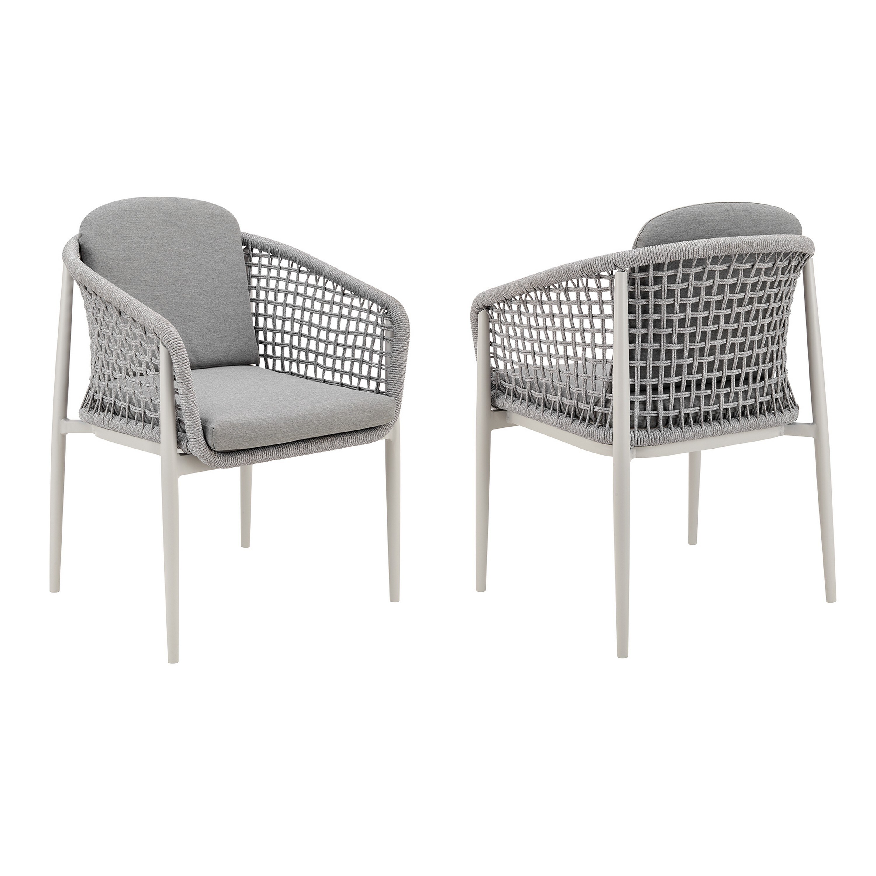 Benzara BM315742 Set of 2 Gray Stationary Conversation Chair with Gray Cushioned Seat