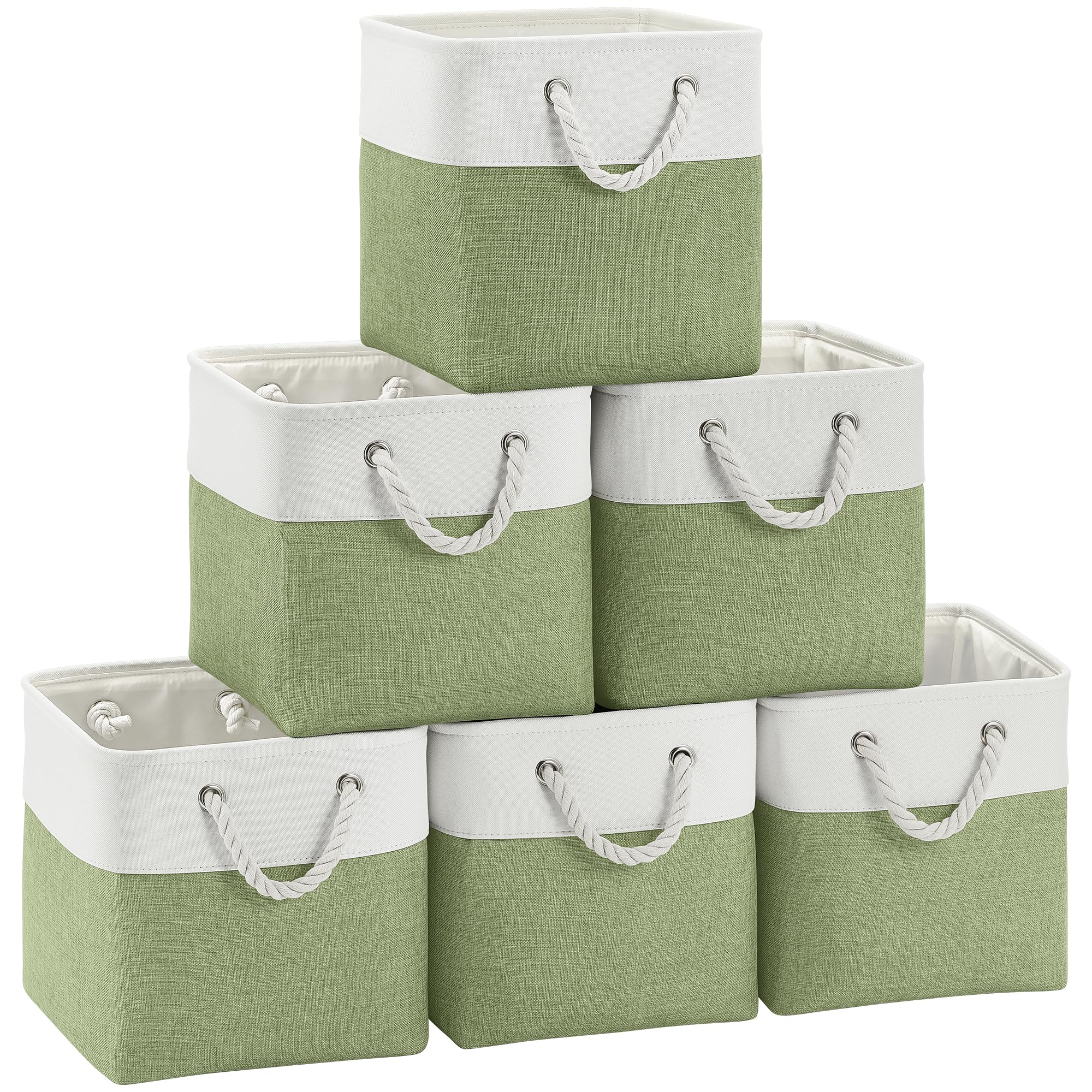 UUDULY - Fabric Storage Cubes 6 pack 11x11 inch Foldable Bins with Handles for Shelves Closet Nu...