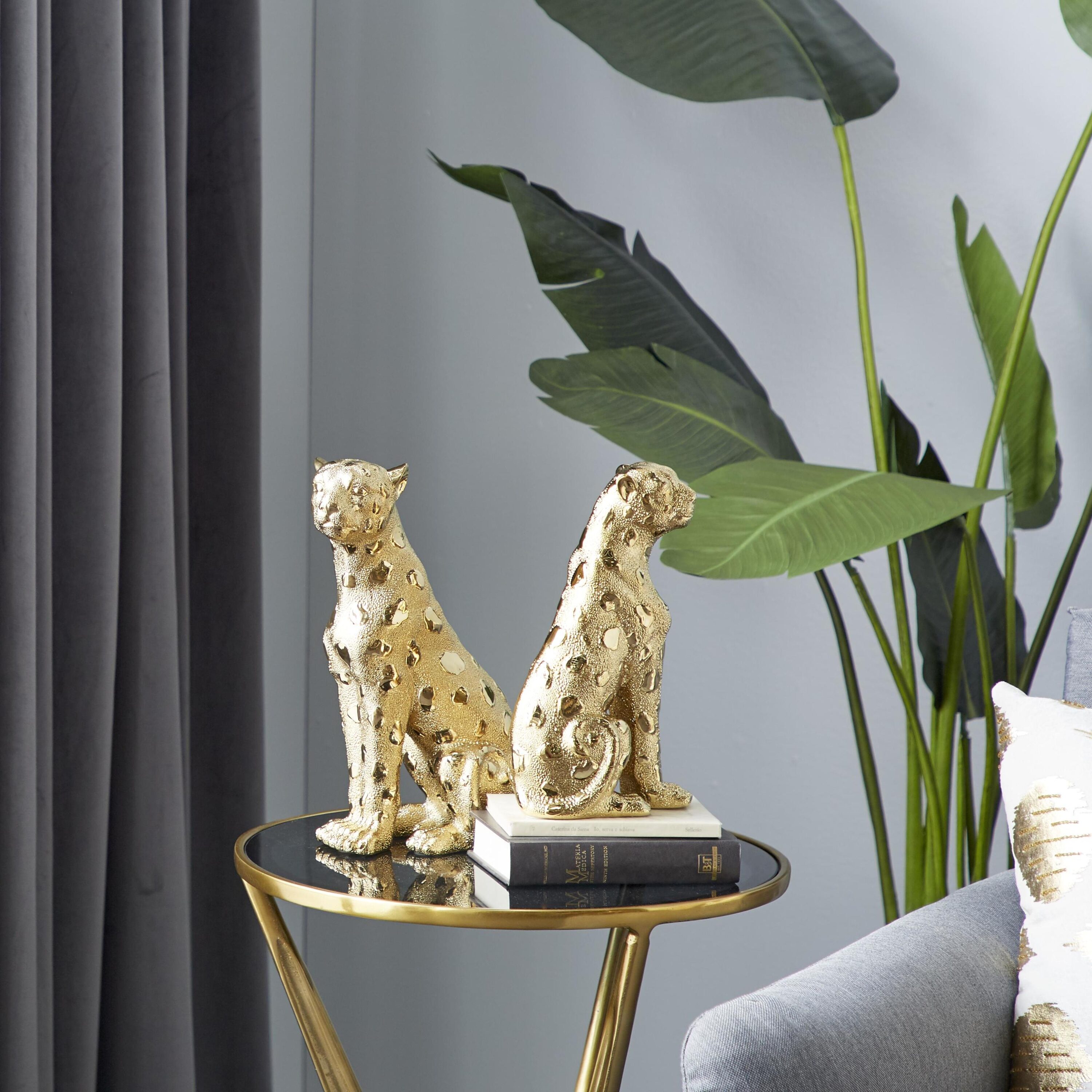 Grayson Lane 98691 2 -Pack Gold Porcelain Modern Sculpture
