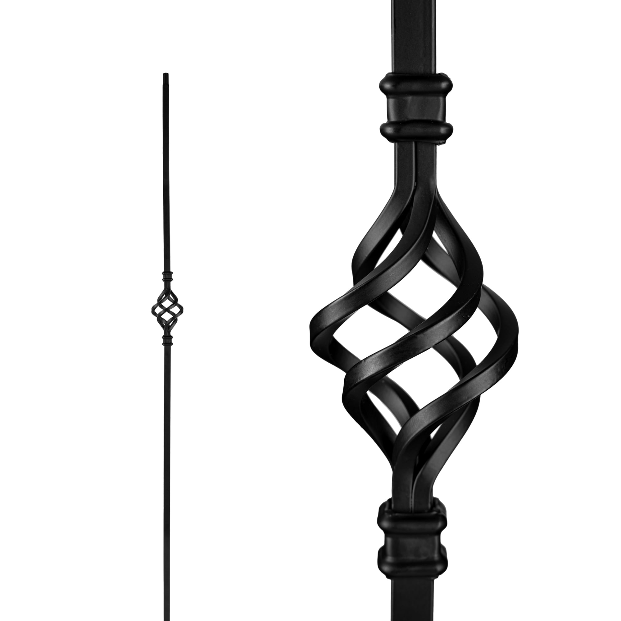 Nuvo Iron SQI1B-12MP 44-in x 2.5-in Black Steel Pin Top Single Basket Stair Baluster (12-Pack)