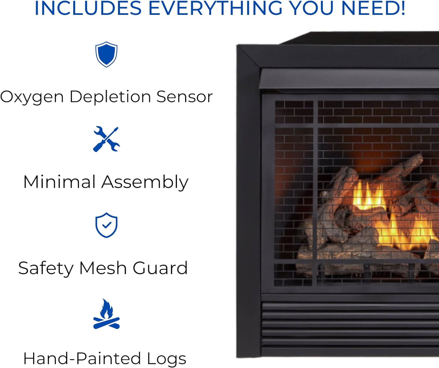 Duluth 32in W 32000BTU Black Ventfree DualBurner Gas
