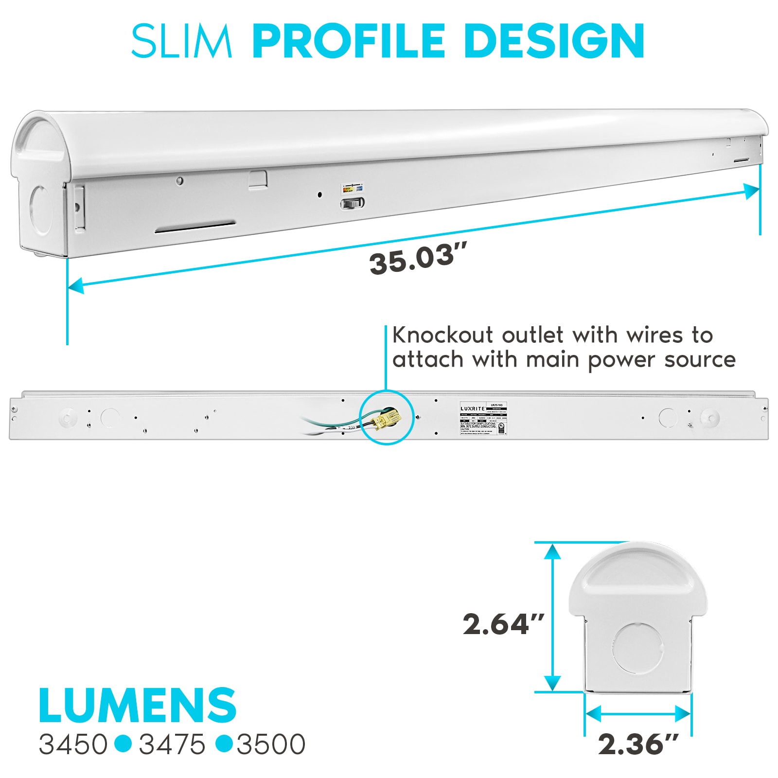 3ft White and Clear Acrylic LED Shop Light