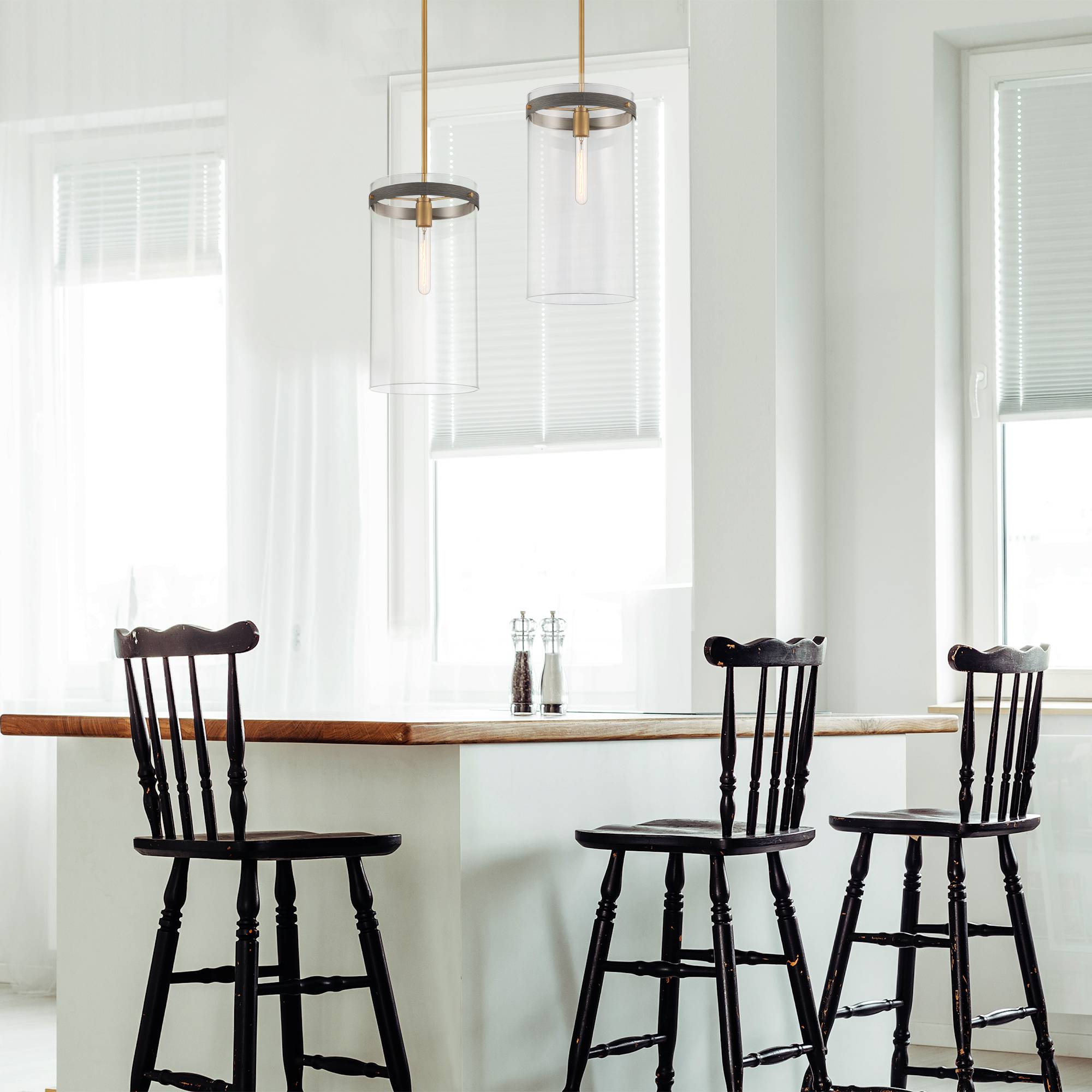 Reflecta 18.5" Brass and Glass Pendant Light