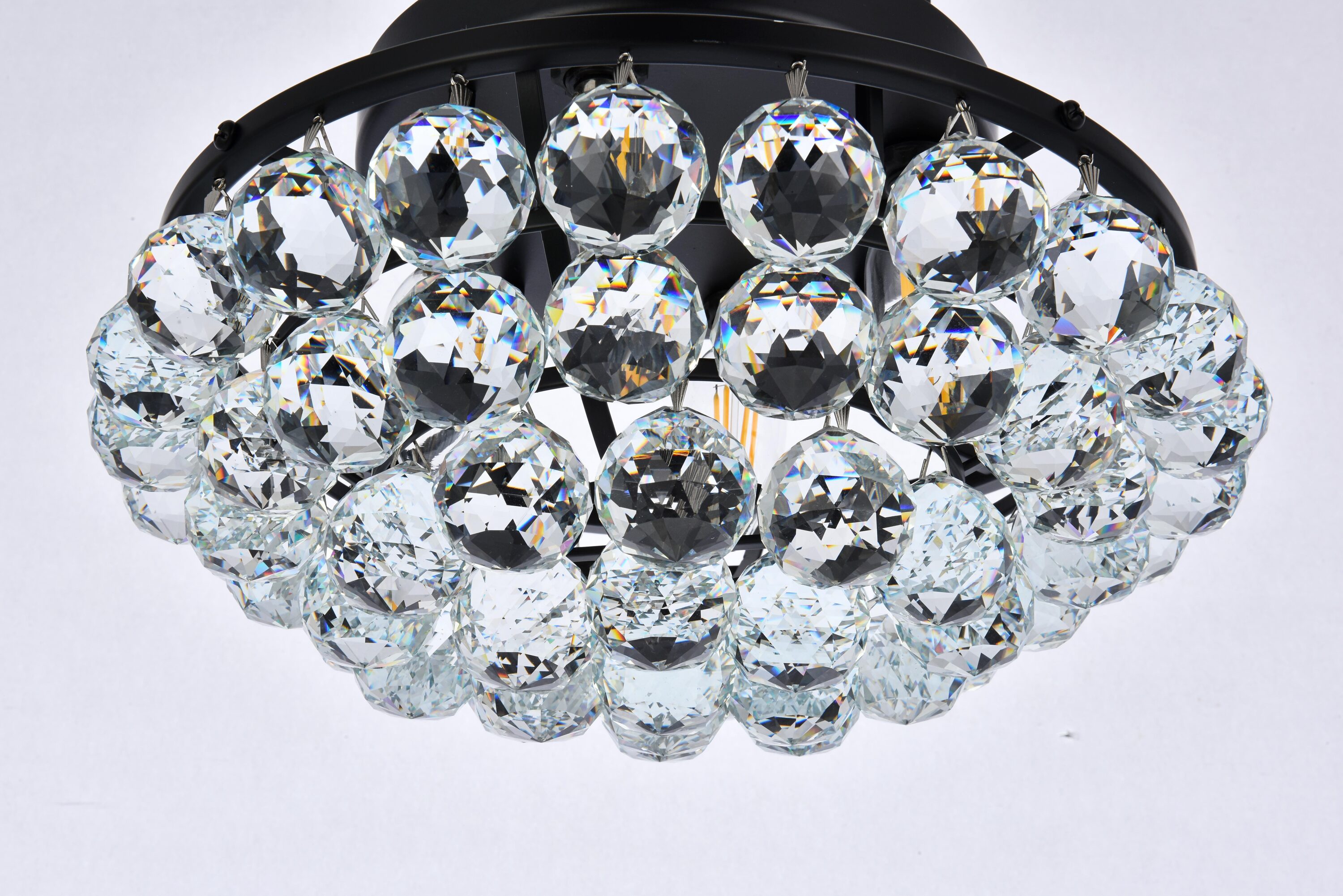Corona 14-Inch Black and Crystal Flush Mount Light