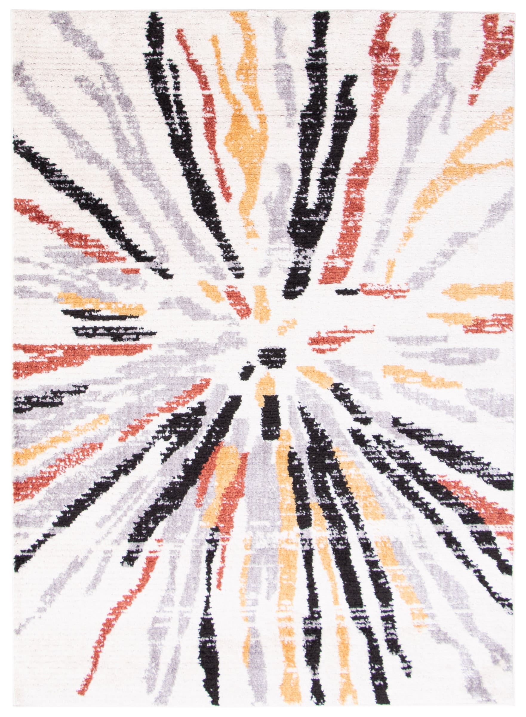 ECARPETGALLERY 358389 5 x 7 (ft) Polyester White/Gray Rectangular Indoor Abstract Area rug