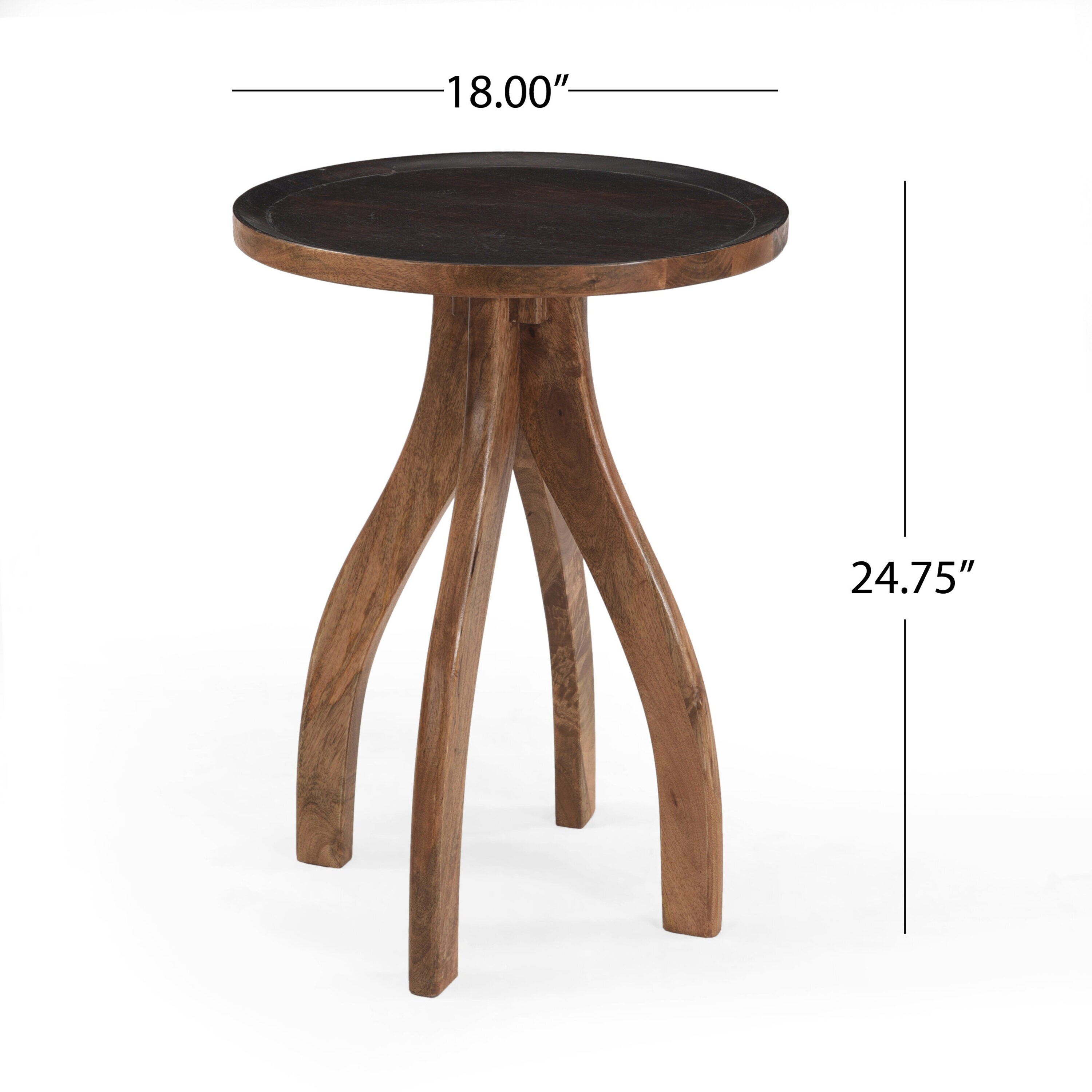 Costway 24 in. Natural Round Side Table Solid Rubber Wood End