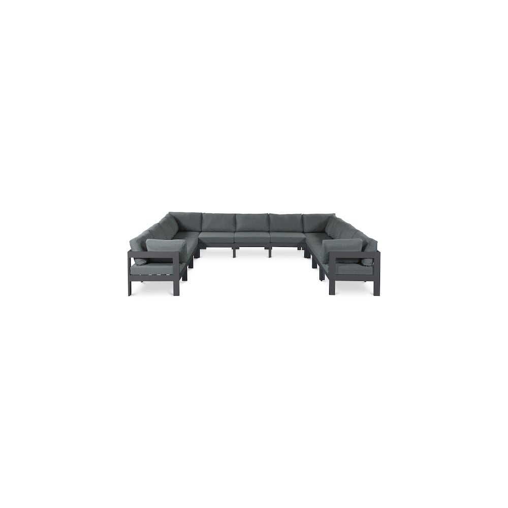 Meridian 376GREY-SEC11A Nizuc Grey Water Resistant Fabric Outdoor Patio Modular Sectional