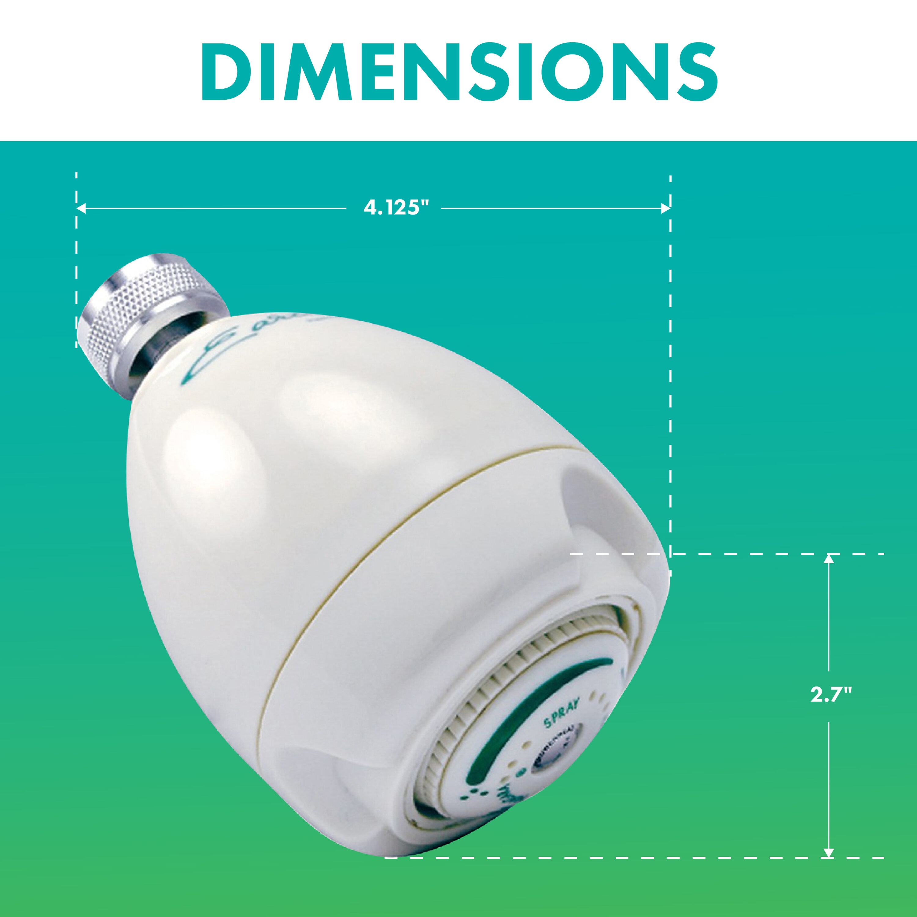White Multi-Function Wall Mounted Shower Head with 3 Spray Settings