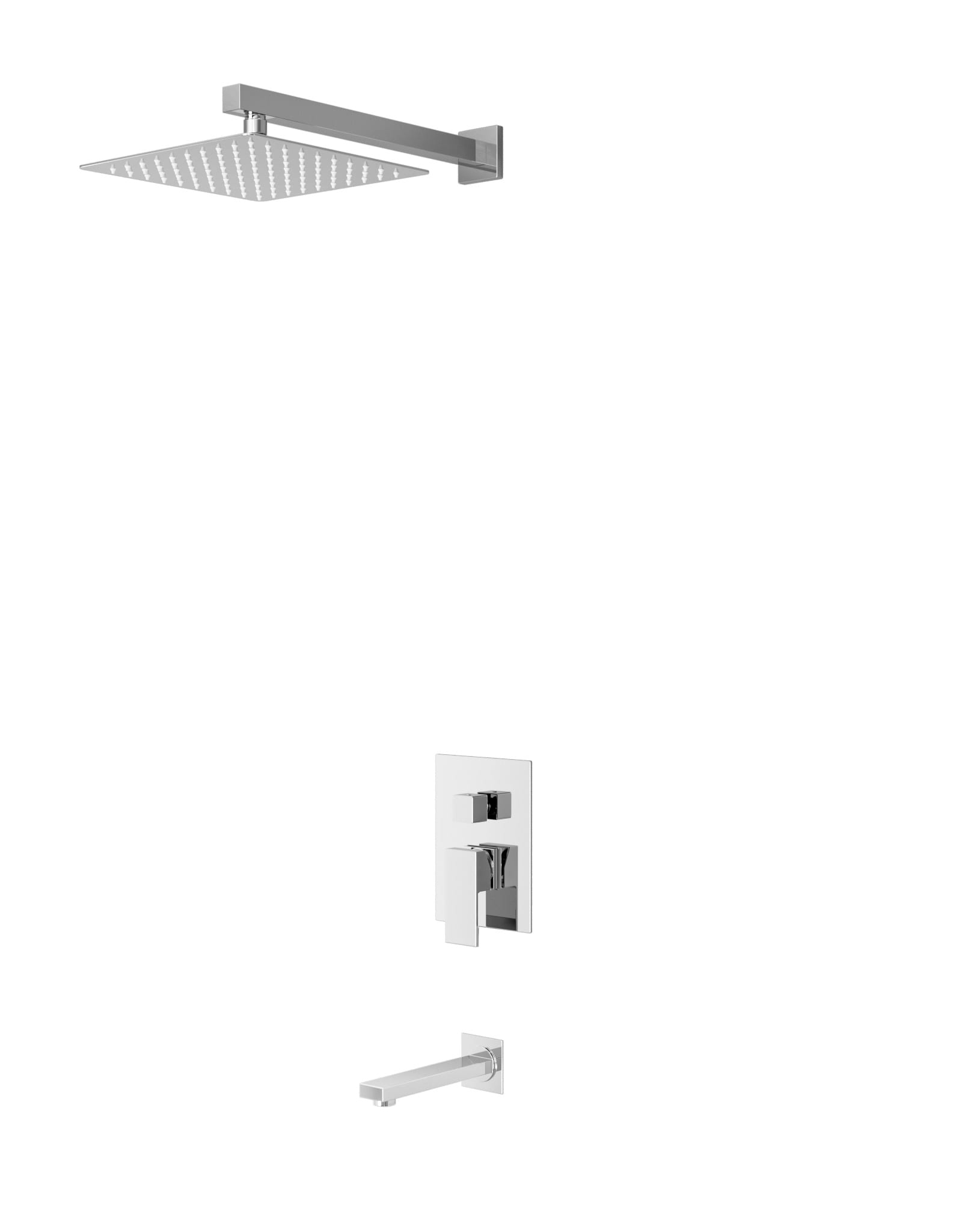 CRANACH C03.CR02.CP Crozet Pressure Balance 10-Inch Square Tub and Shower Trim Kit (Valve Included)