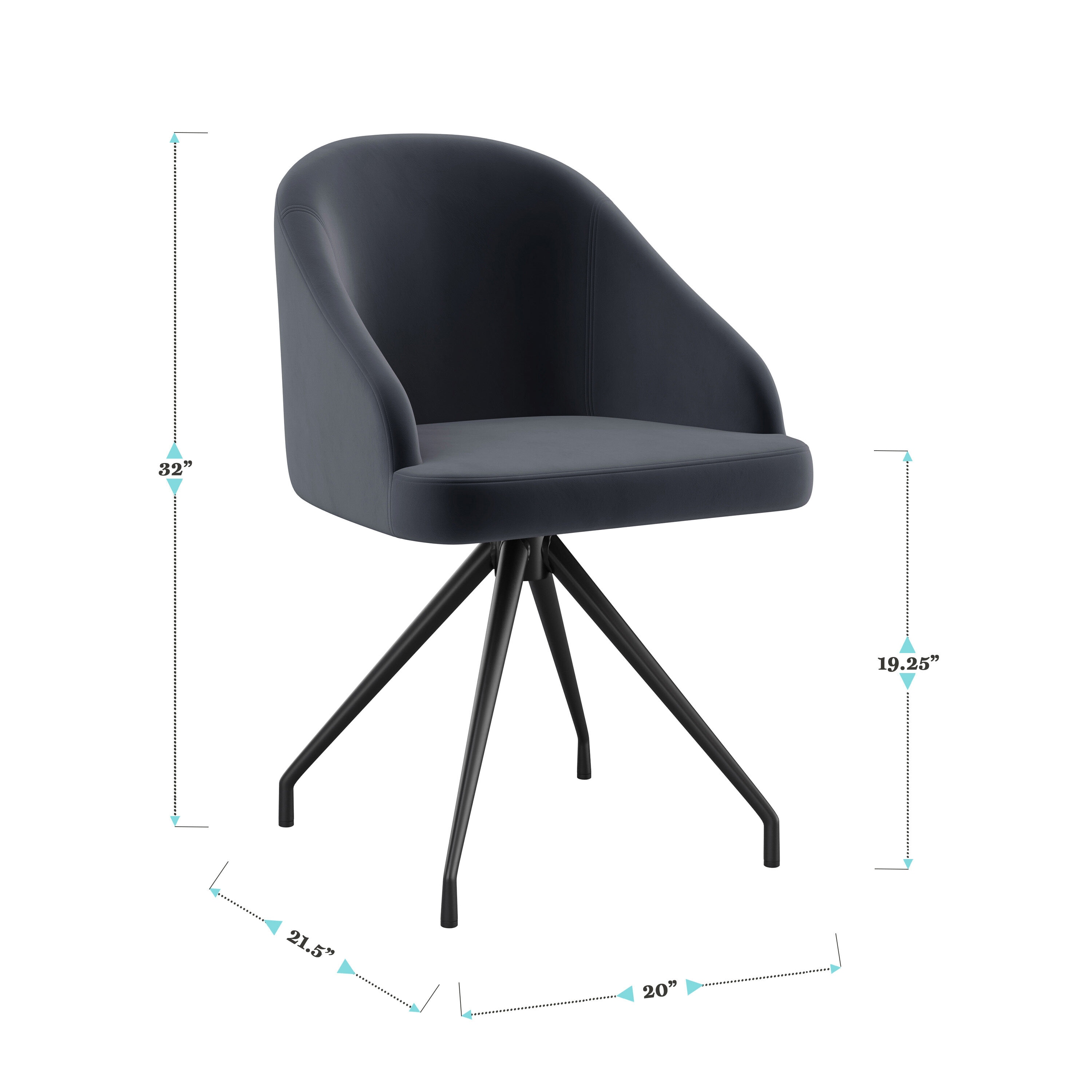 Gray Velvet and Oil Rubbed Bronze Swivel Office Chair