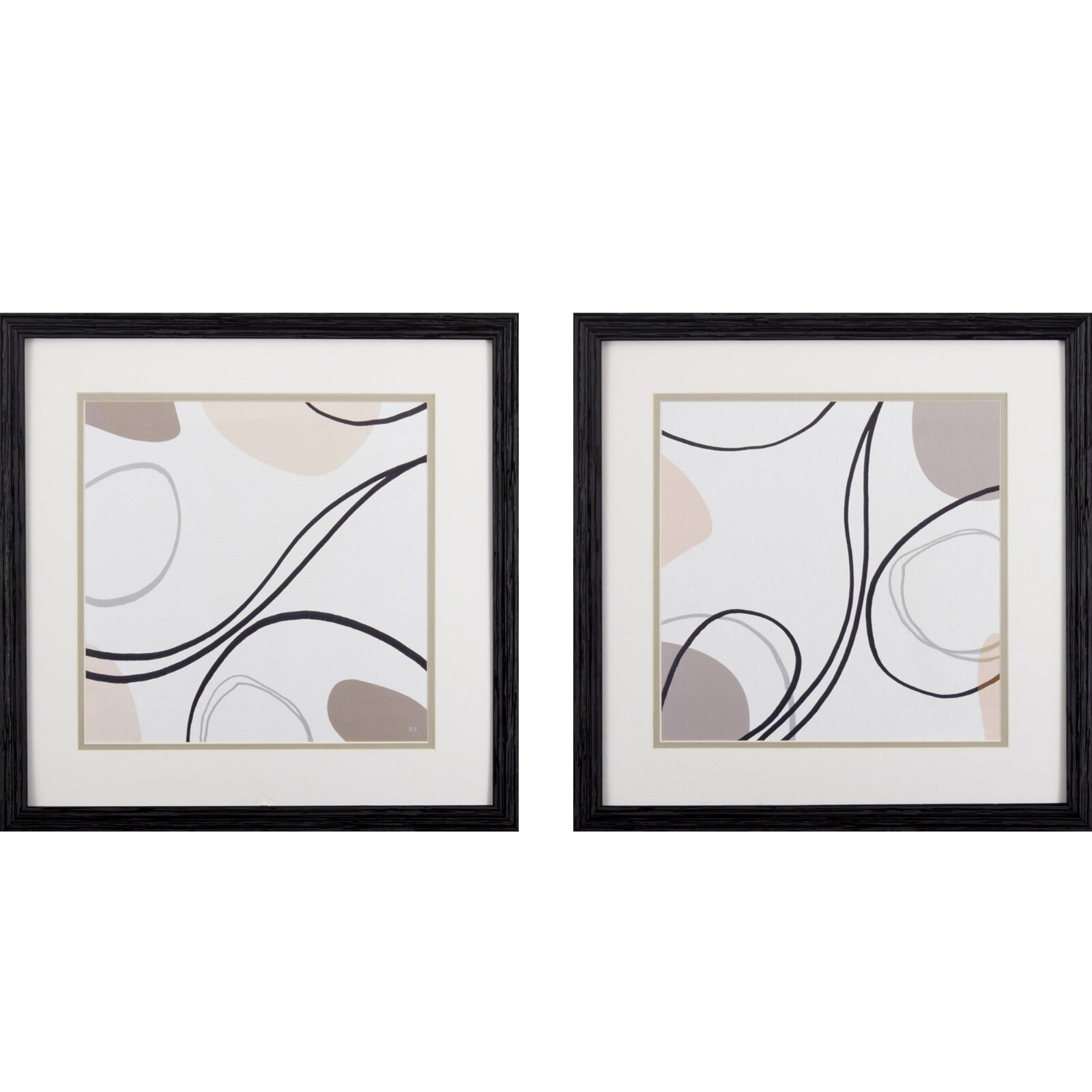 HomeRoots 4000401413 Set of Two Abstract Swirls Abstract Wall Art